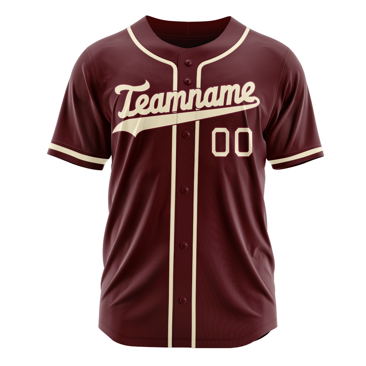 Custom Professional Burgundy Cream Baseball Jersey