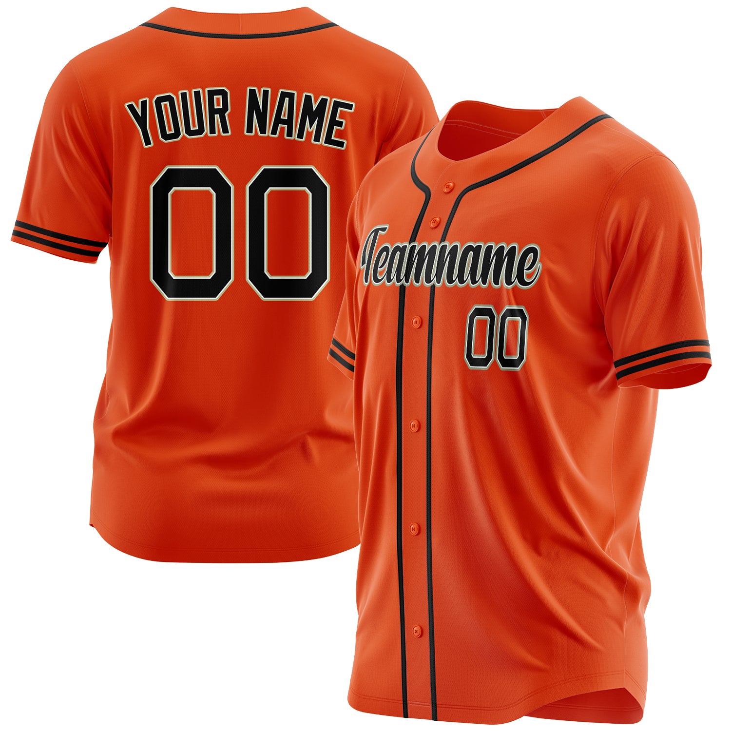 Benutzerdefiniertes Professionelles Orange Schwarz Baseballtrikot BB03240609XJ352