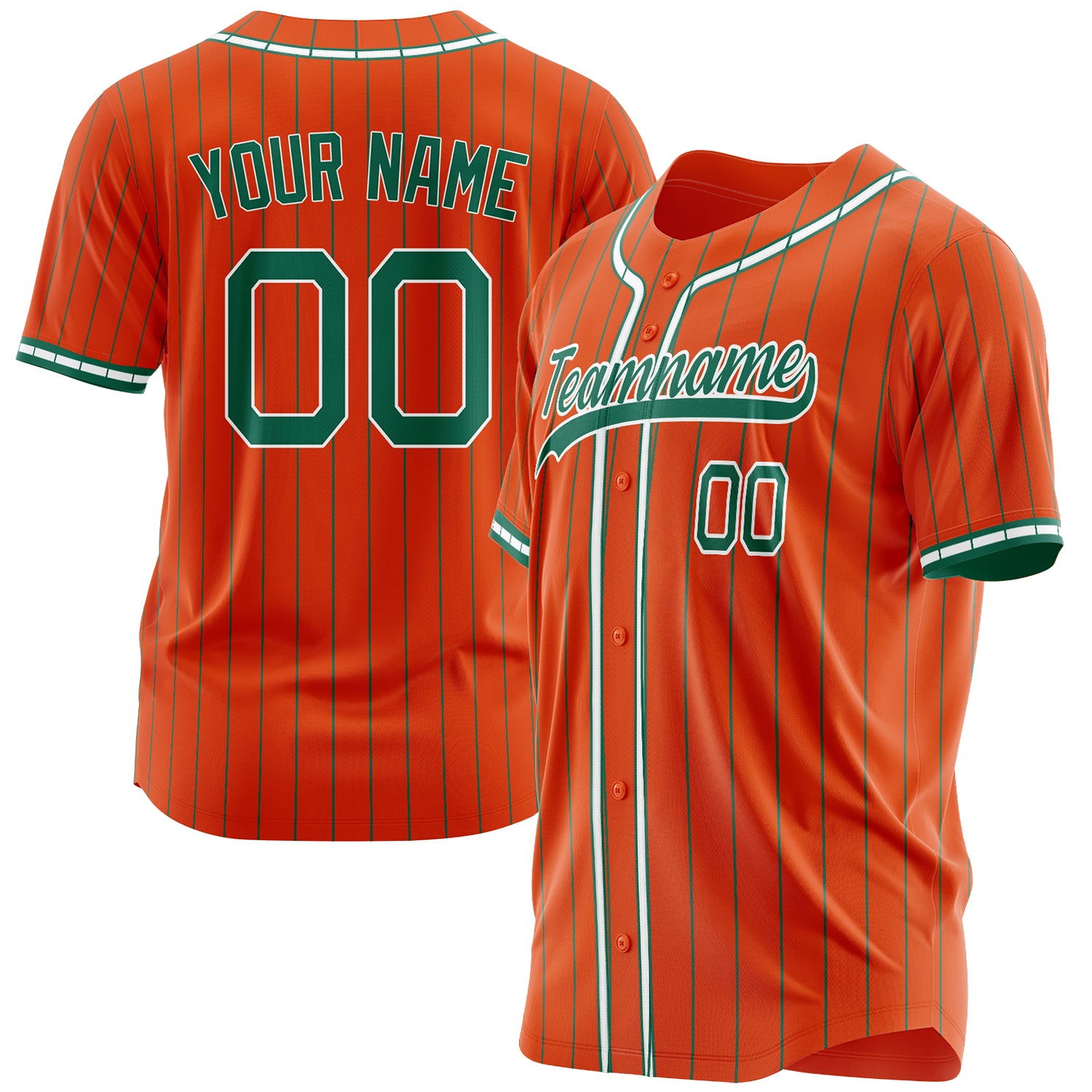 Benutzerdefiniertes Professionelles Orange Kelly Grün Baseballtrikot BB03240609XJ353