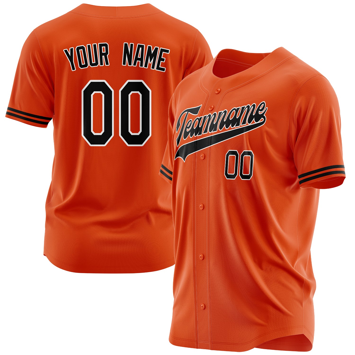 Benutzerdefiniertes Professionelles Orange Schwarz Baseballtrikot BB03240609XJ357