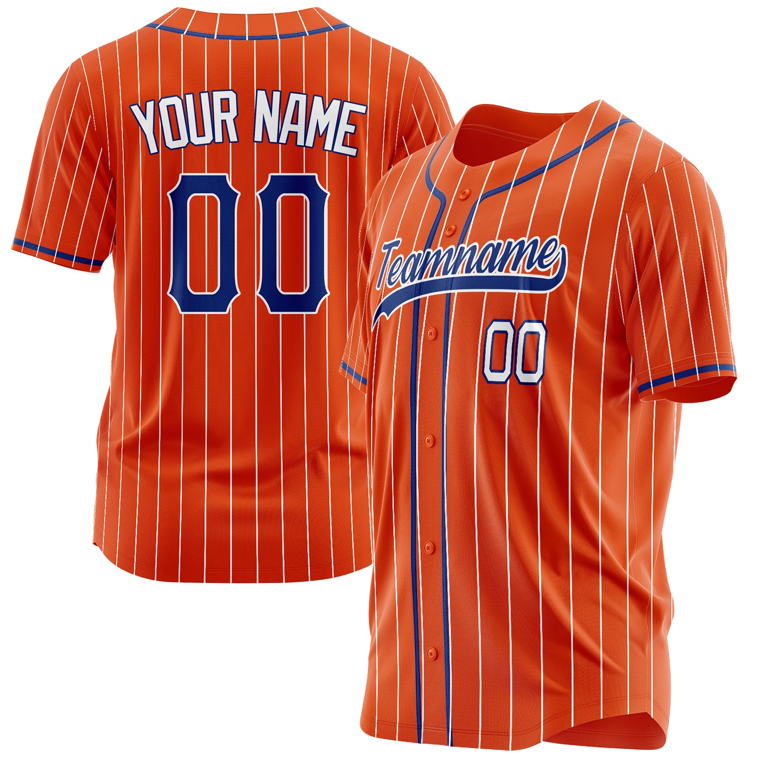 Benutzerdefiniertes Professionelles Orange Königsblau Baseballtrikot BB03240609XJ359