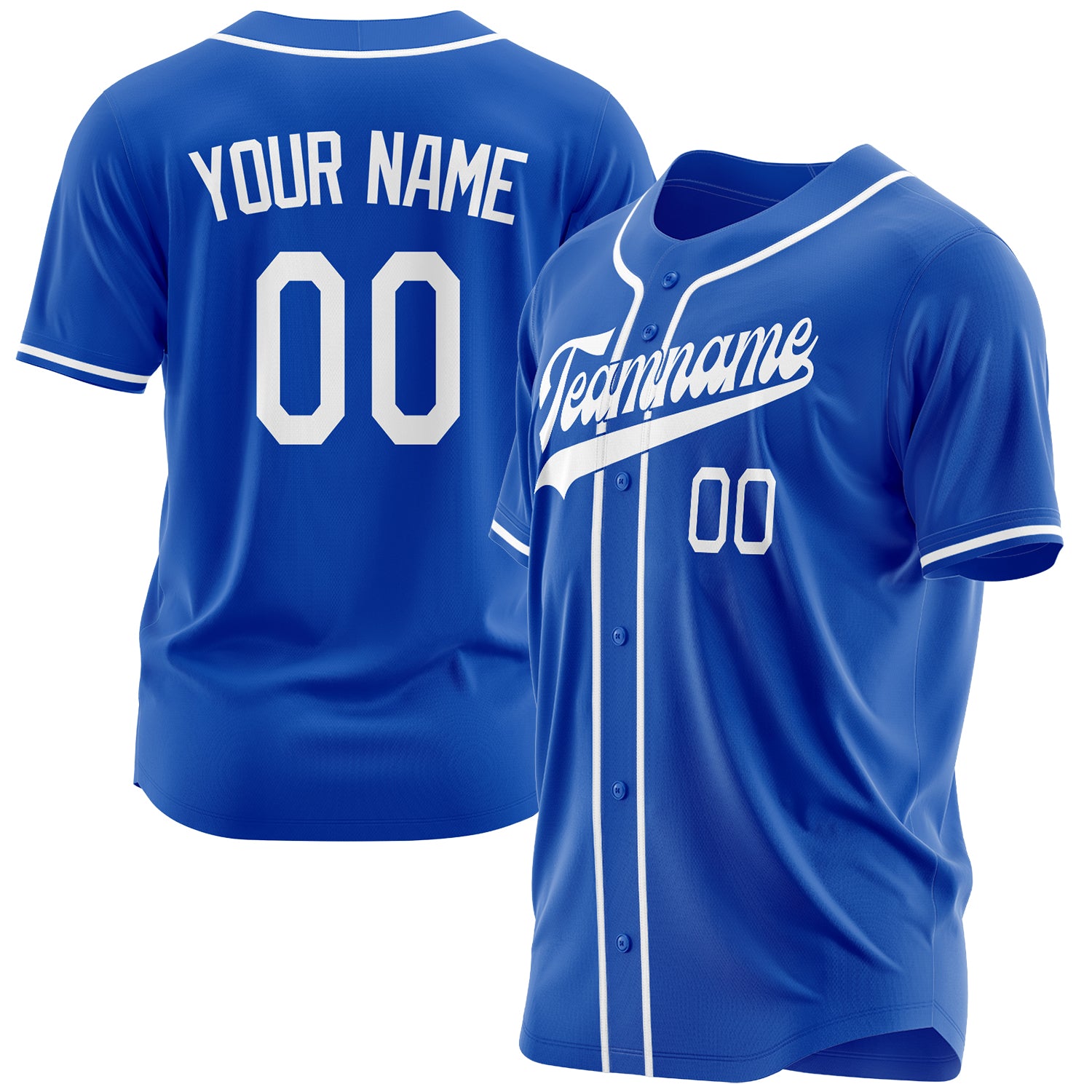 Benutzerdefiniertes Professionelles Donnerblau Weiß Baseballtrikot BB03240609XJ477