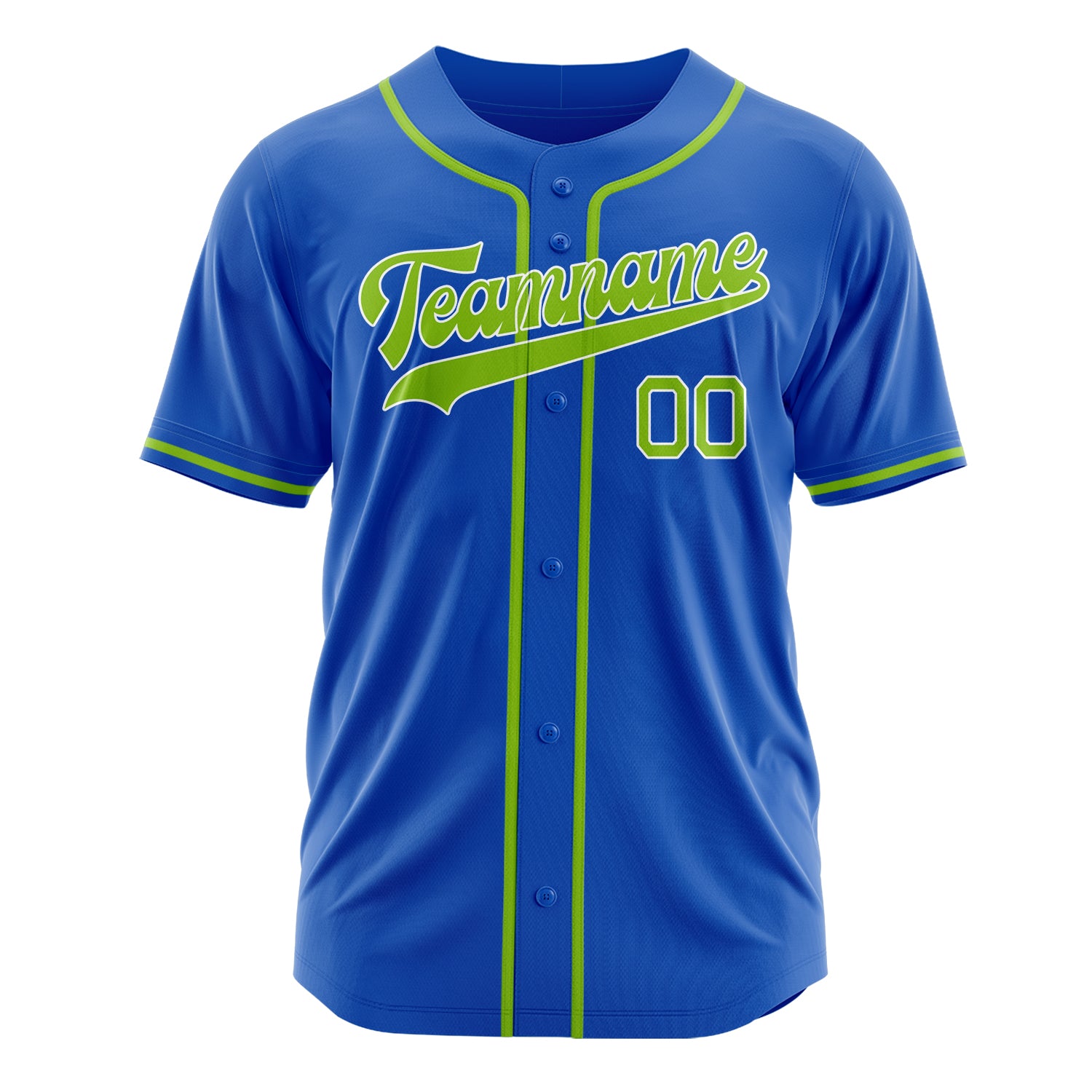 Custom Professional Thunder Blue Kelly Green Baseball Jersey