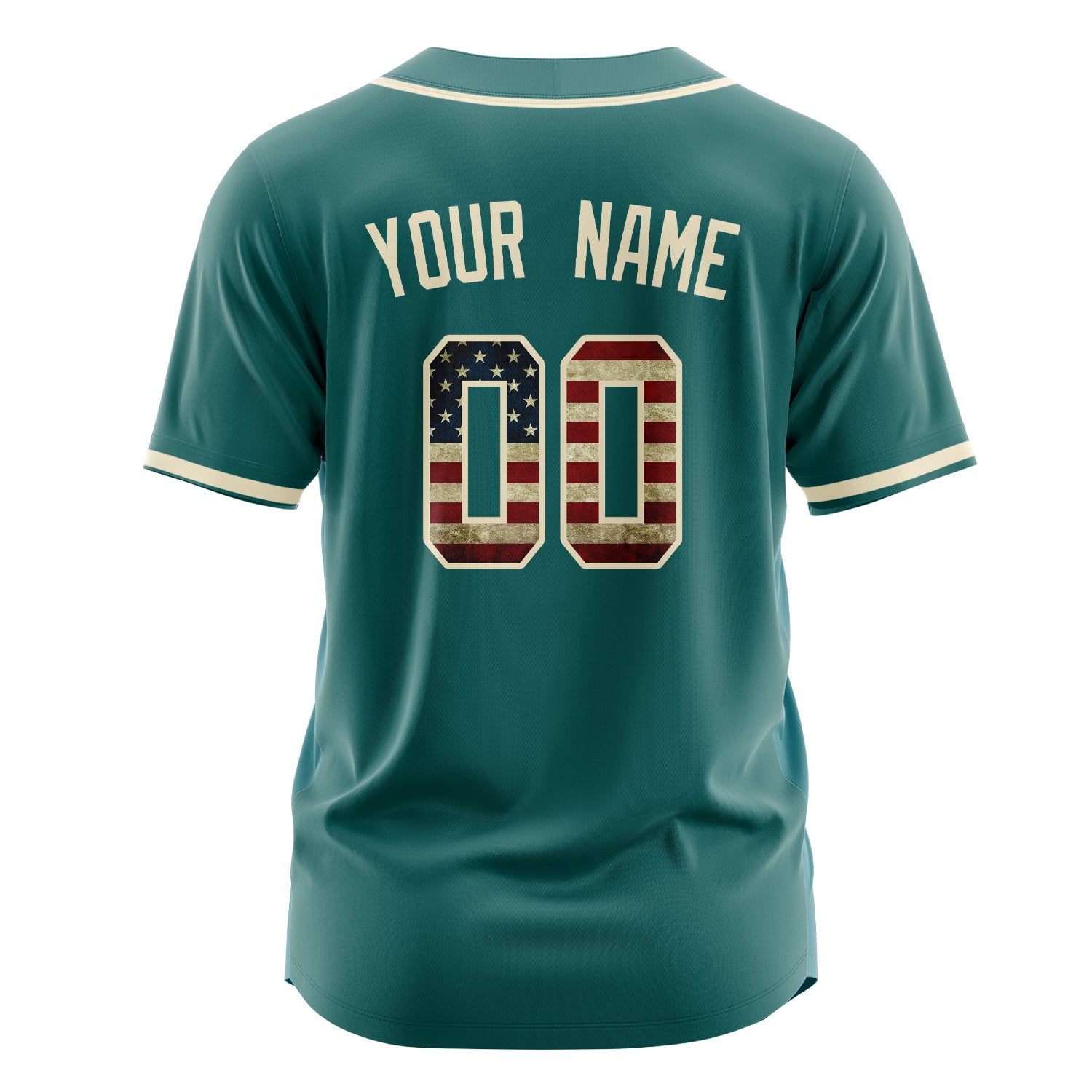 Benutzerdefiniertes Professionelles Blaugrün Creme Baseballtrikot