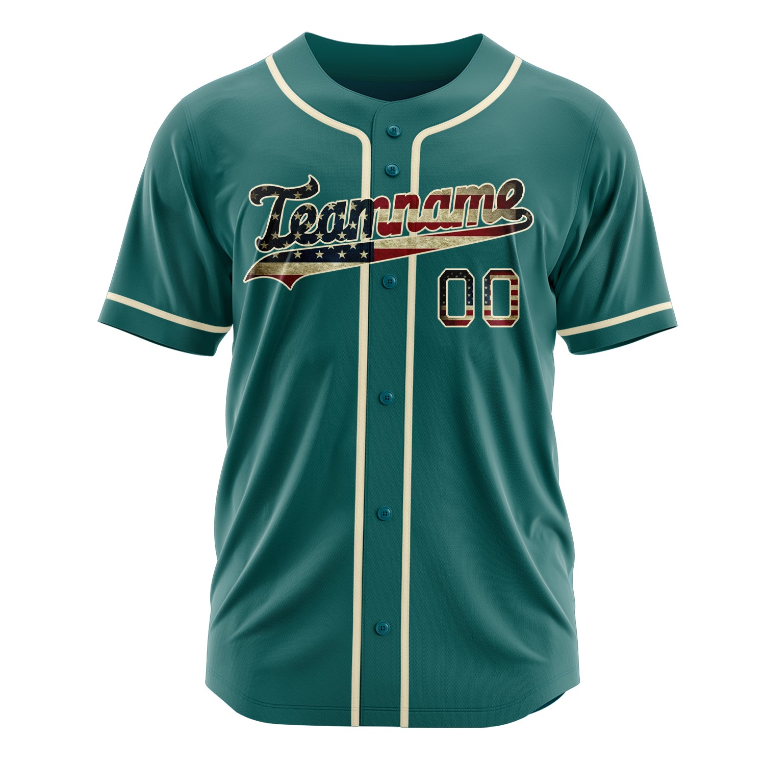 Custom Professional Teal Cream Baseball Jersey