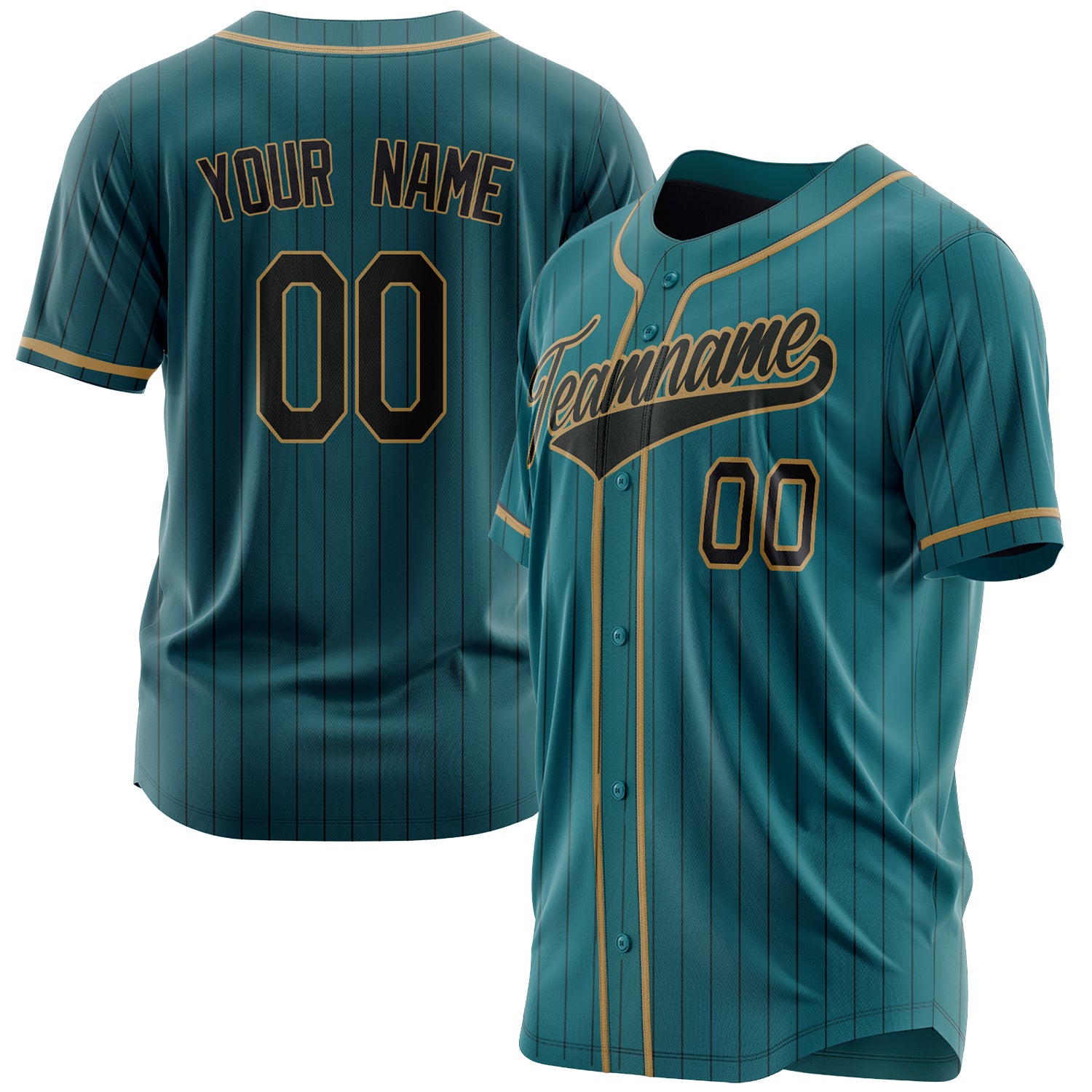 Benutzerdefiniertes Professionelles Blaugrün Schwarz Baseballtrikot BB03240609YX453