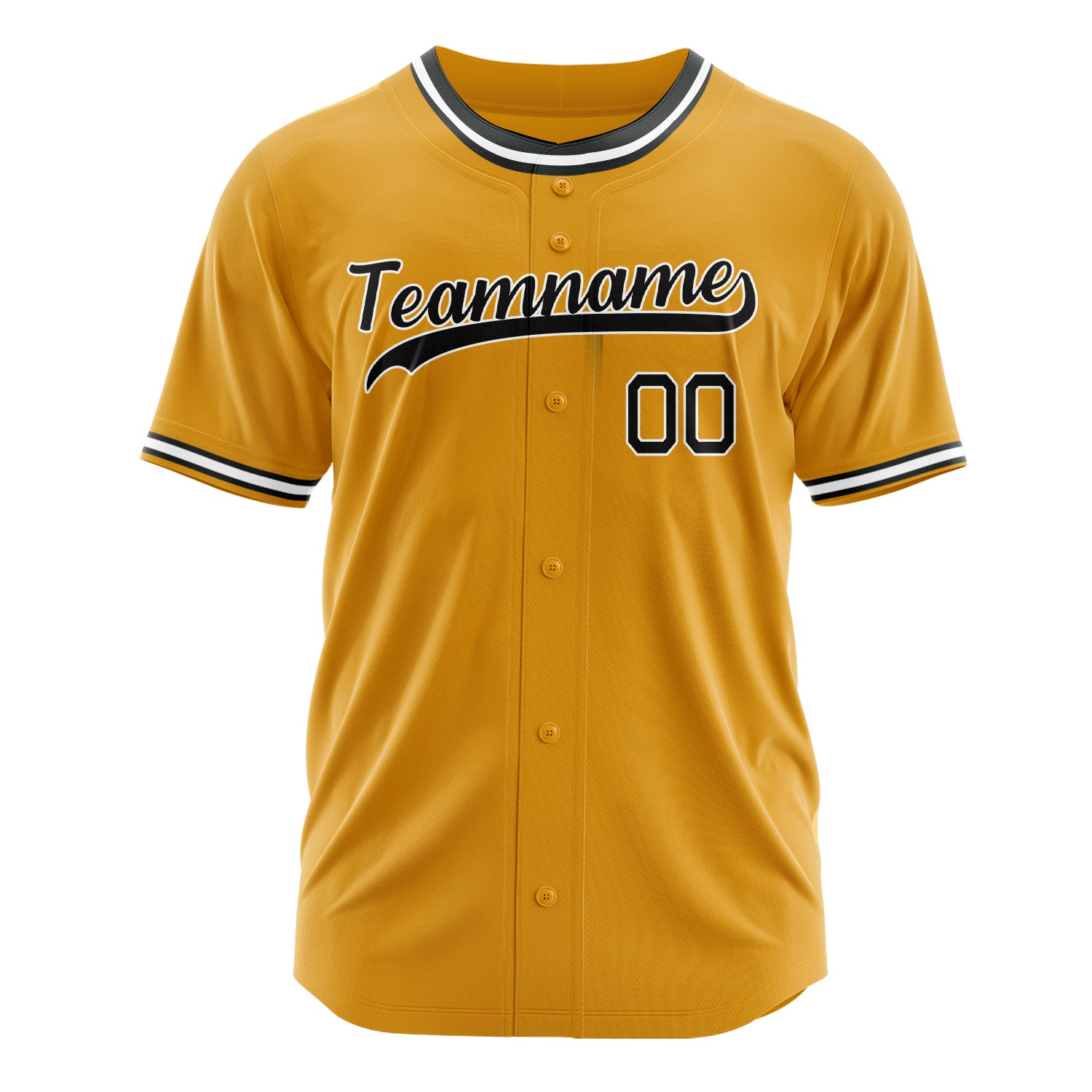 Custom Professional Gold Black Baseball Jersey