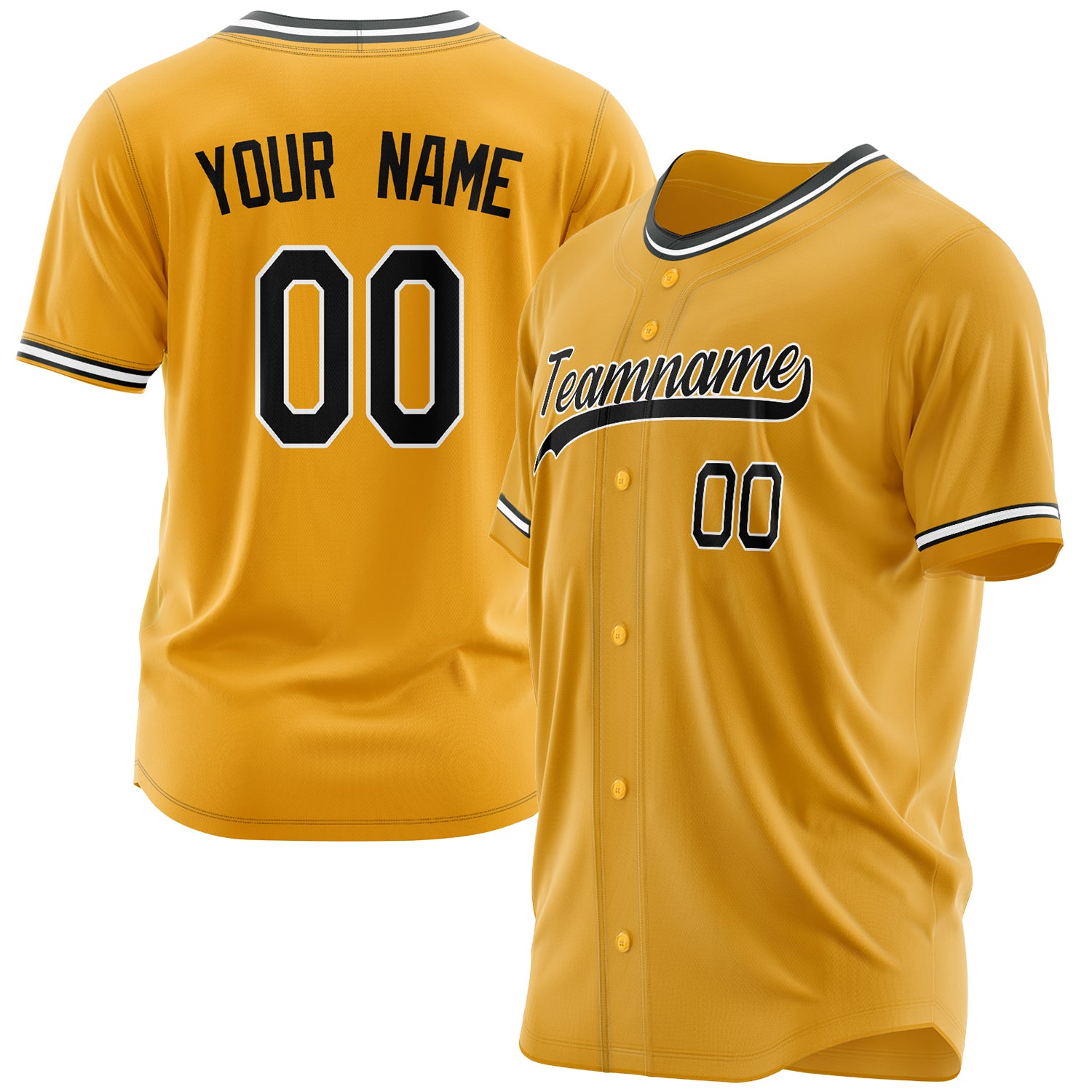 Benutzerdefiniertes Professionelles Gold Schwarz Baseballtrikot BB03240609YX528