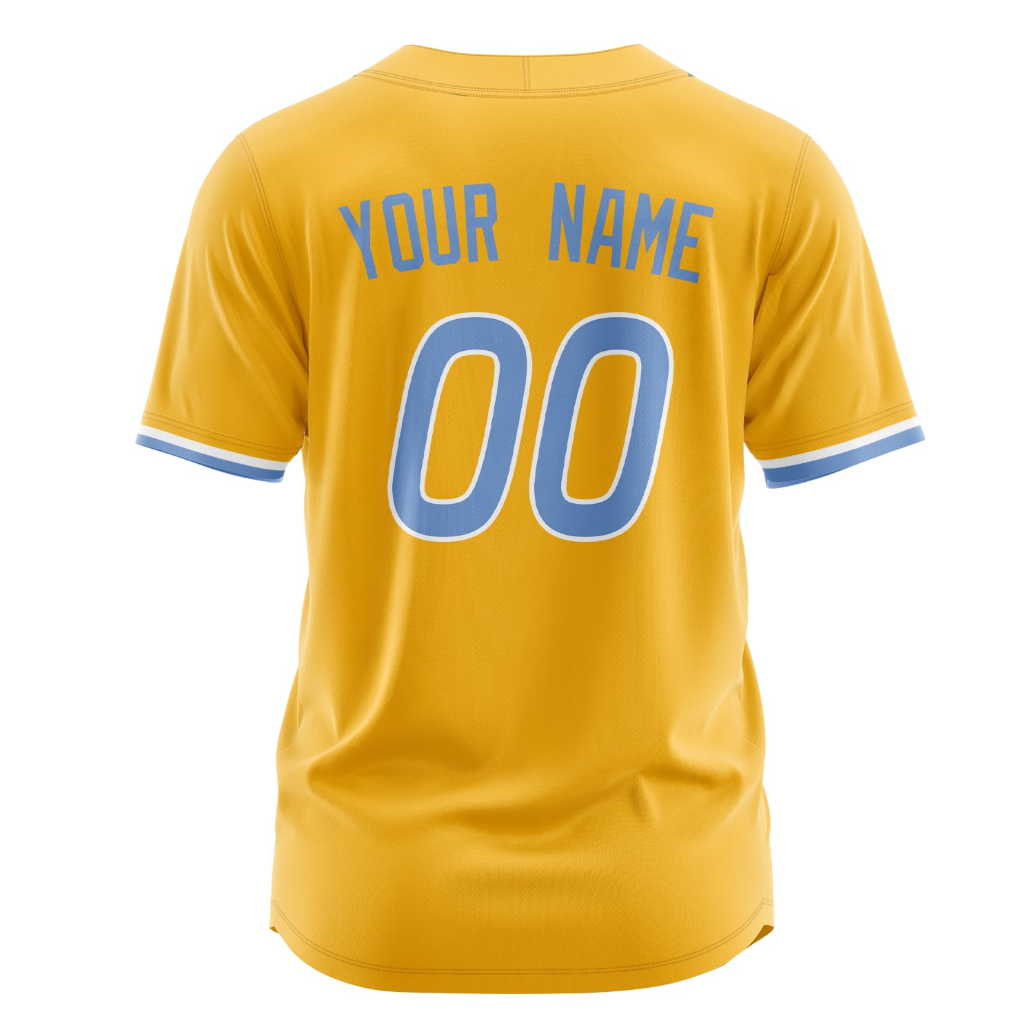 Benutzerdefiniertes Professionelles Gold Hellblau Baseballtrikot