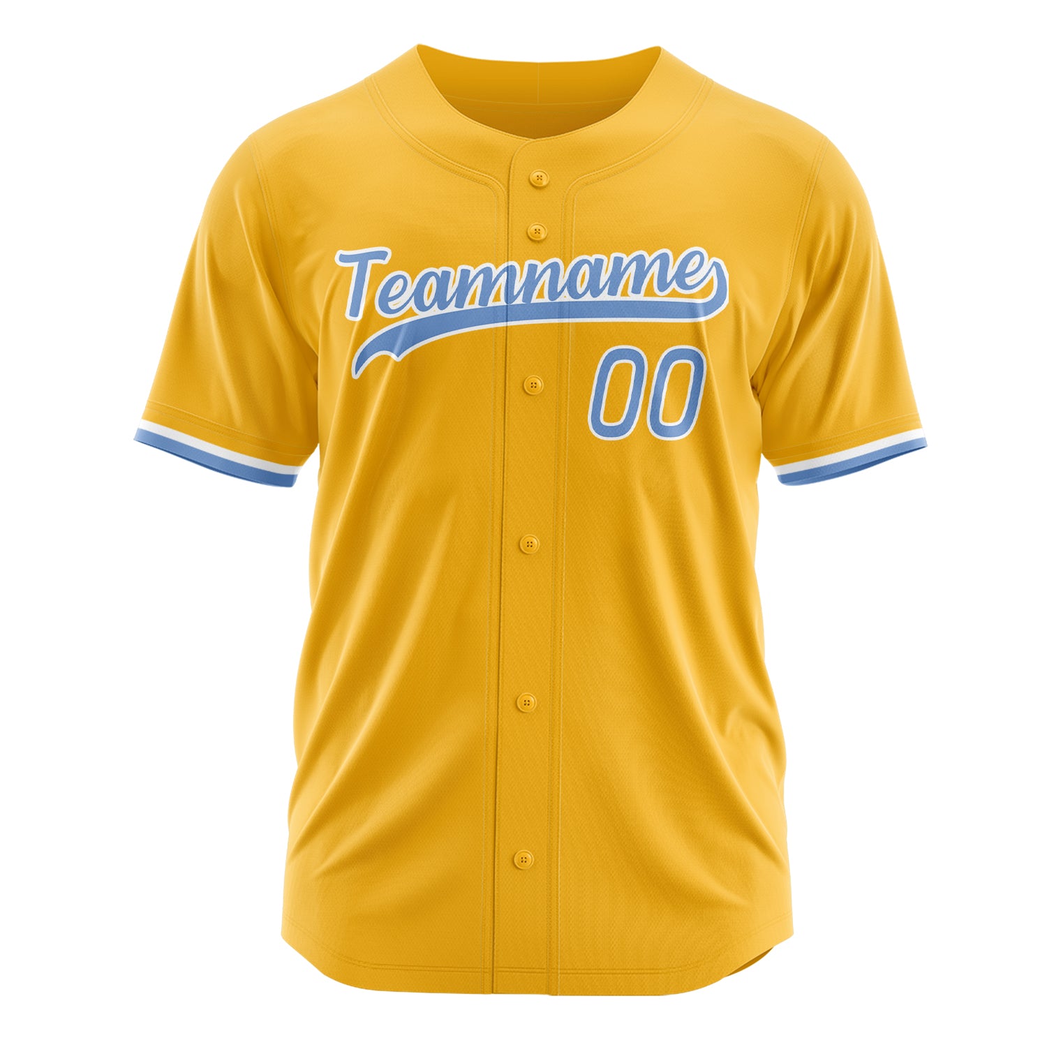 Custom Professional Gold Light Blue Baseball Jersey