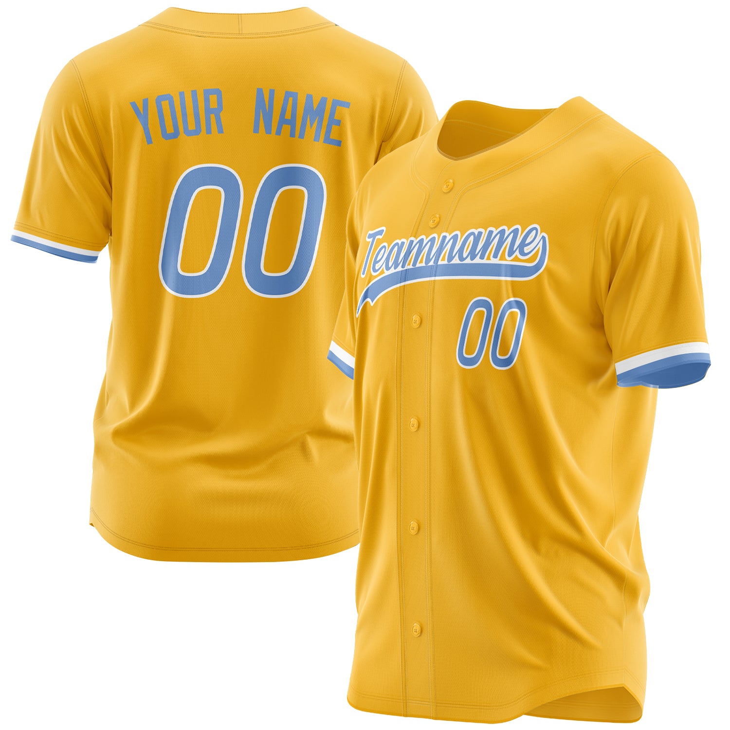 Benutzerdefiniertes Professionelles Gold Hellblau Baseballtrikot BB03240609YX532