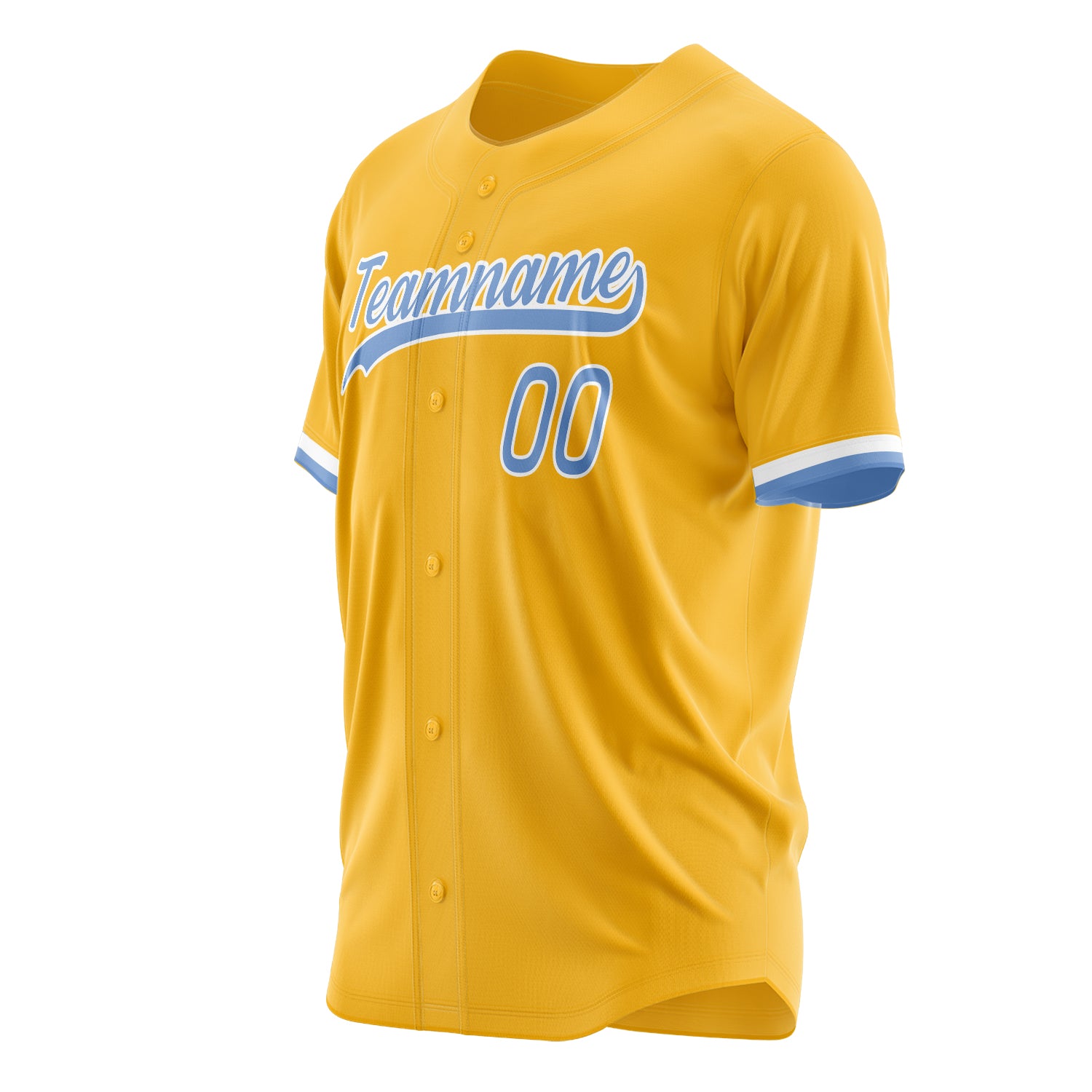 Benutzerdefiniertes Professionelles Gold Hellblau Baseballtrikot
