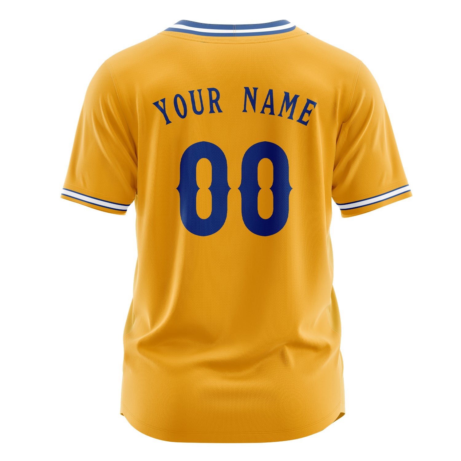 Custom Professional Gold Royal Blue Baseball Jersey