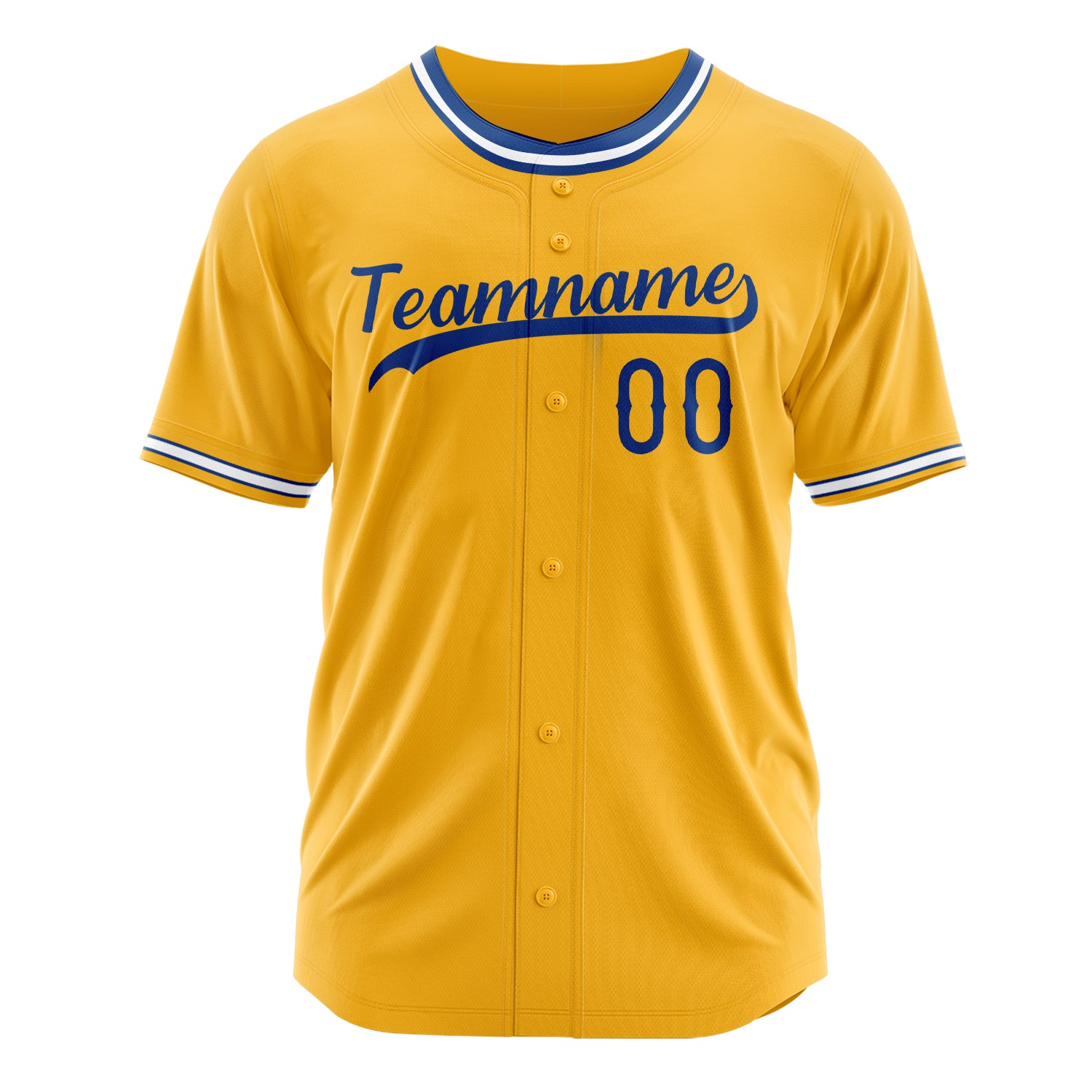 Custom Professional Gold Royal Blue Baseball Jersey