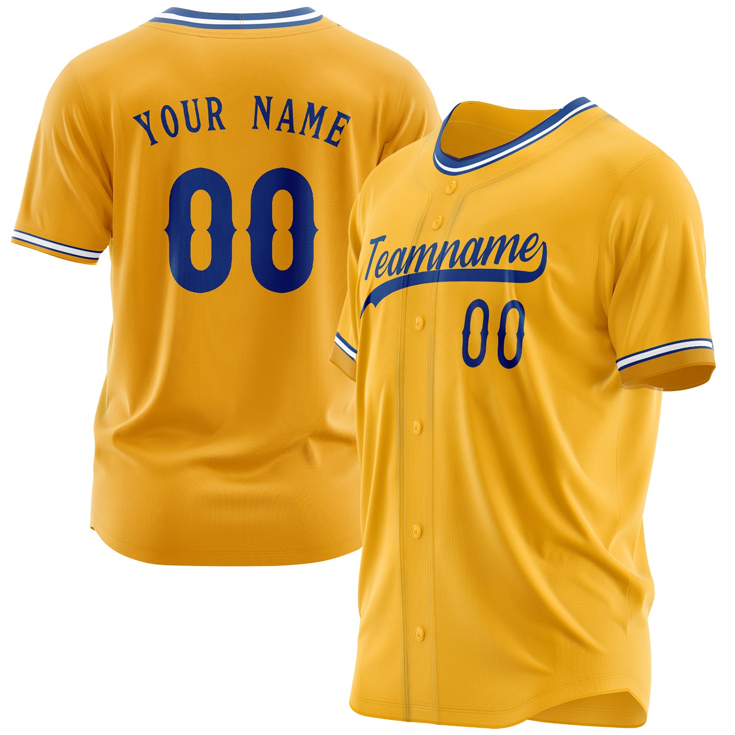 Benutzerdefiniertes Professionelles Gold Königsblau Baseballtrikot BB03240609YX536