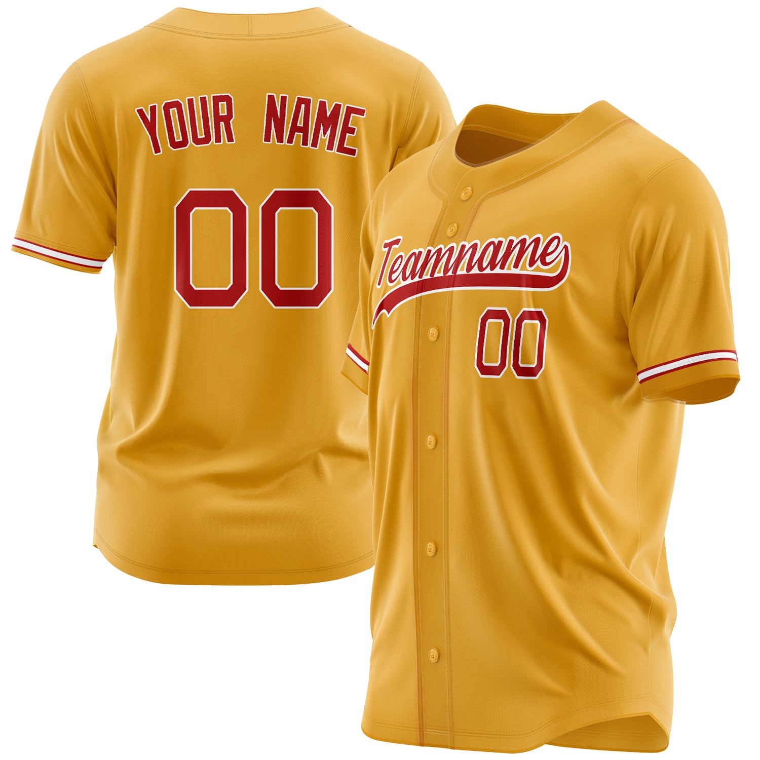 Benutzerdefiniertes Professionelles Gold Rot Baseballtrikot BB03240609YX538