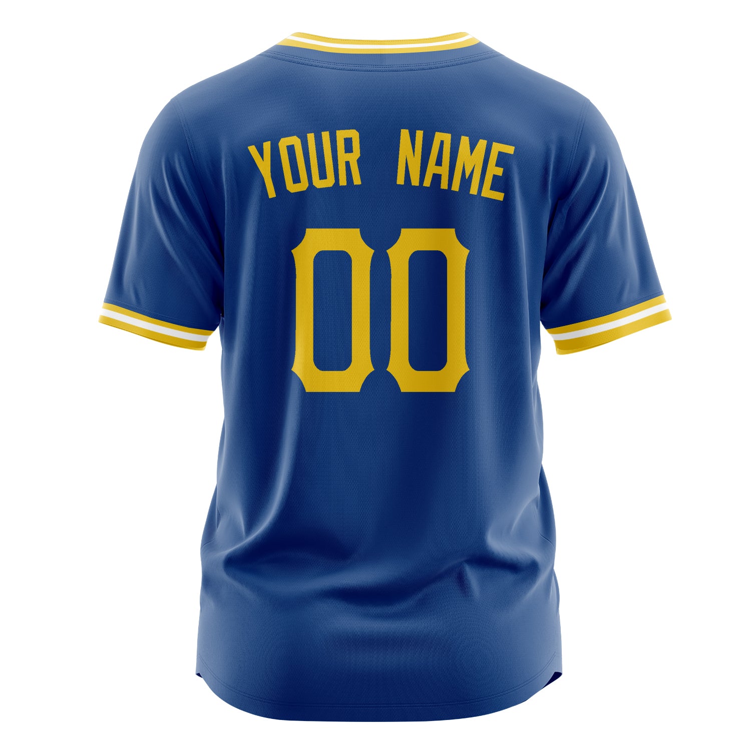 Custom Professional Royal Blue Gold Baseball Jersey