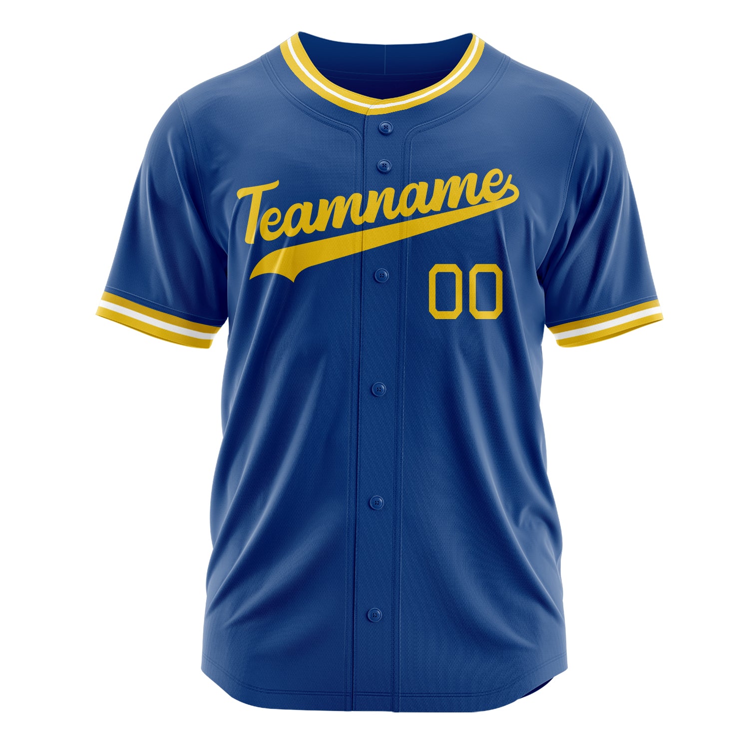 Custom Professional Royal Blue Gold Baseball Jersey