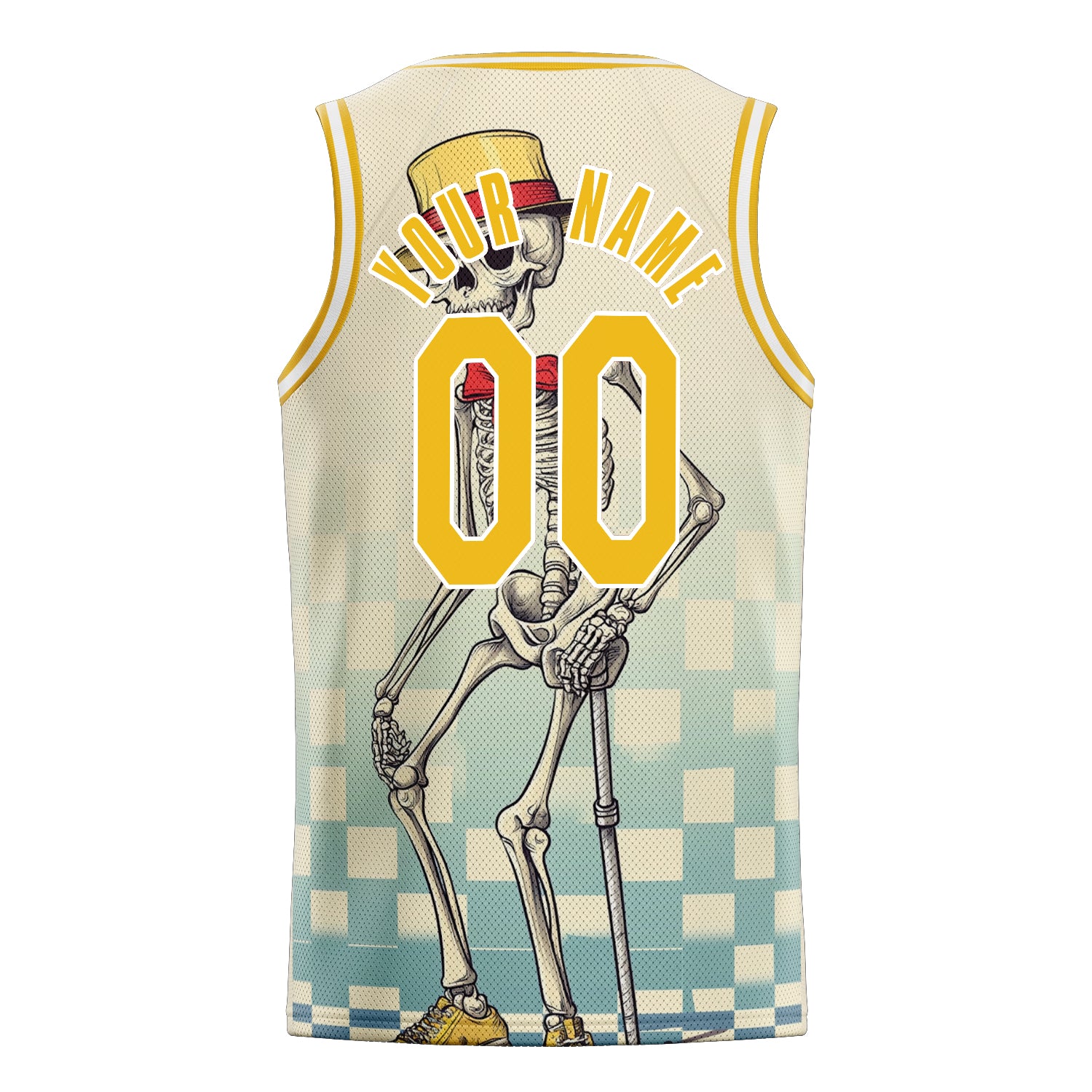 Custom Professional Cream Skull Basketball Jersey