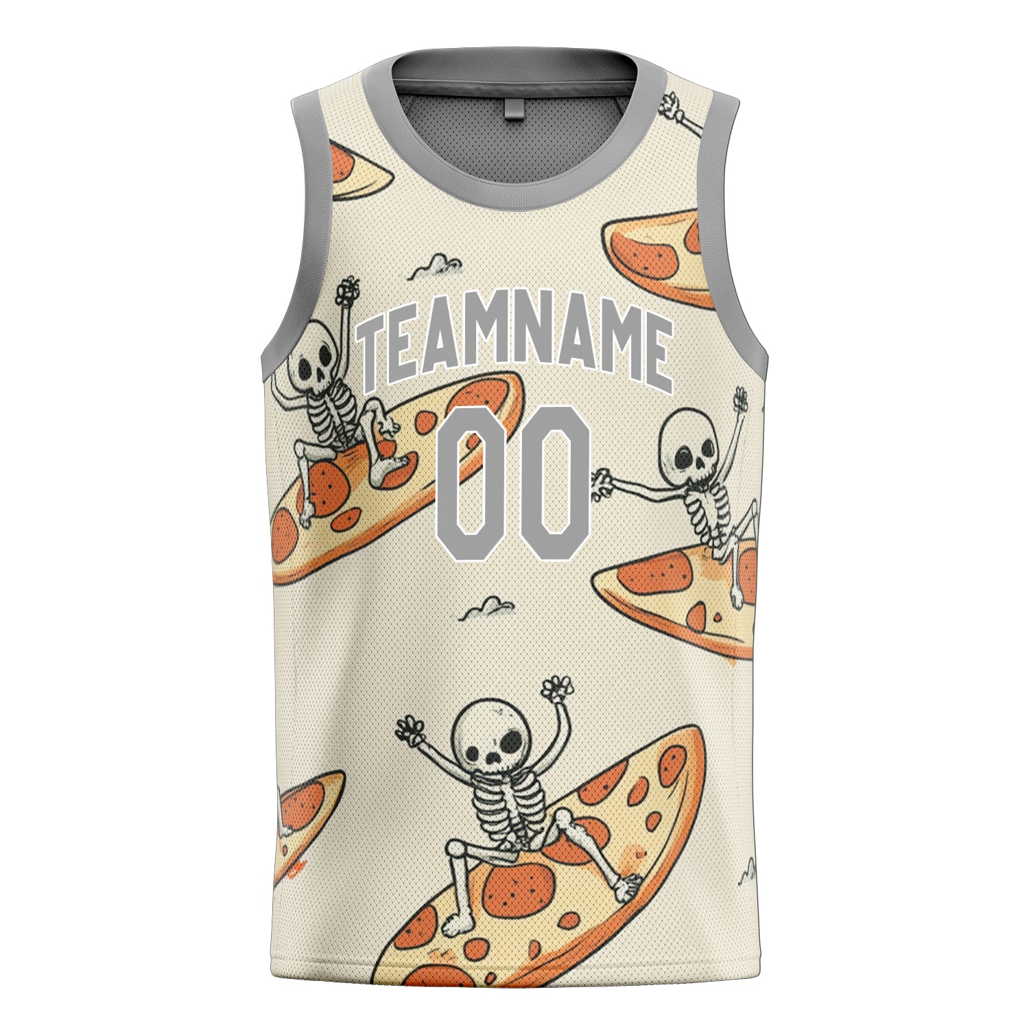 Custom Professional Cream Skull Basketball Jersey