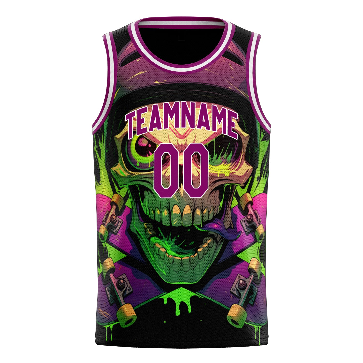 Custom Professional Purple Skull Basketball Jersey