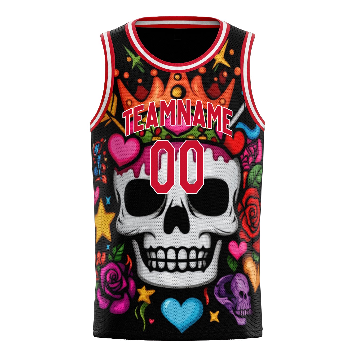 Custom Professional Red Skull Basketball Jersey