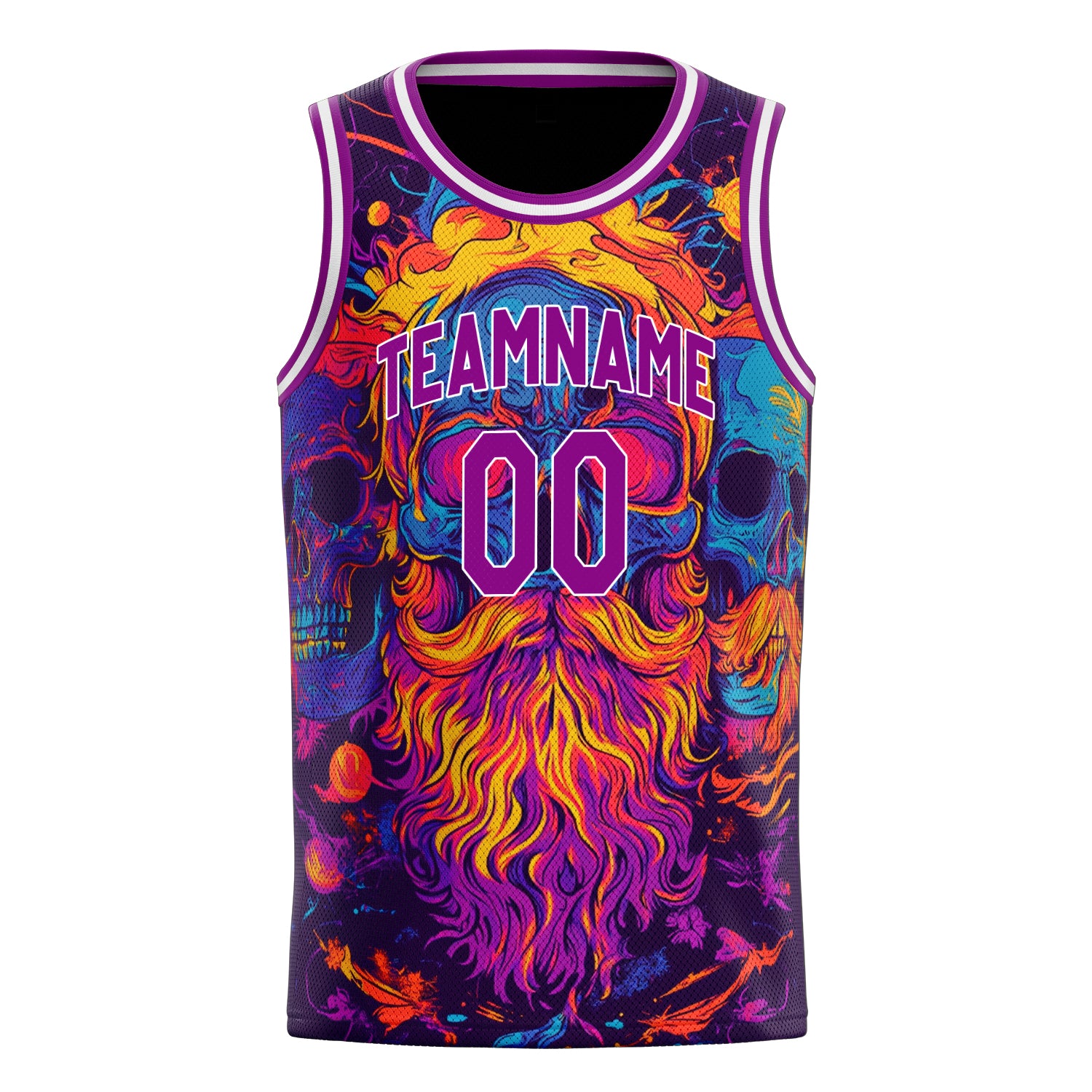 Custom Professional Purple Skull Basketball Jersey