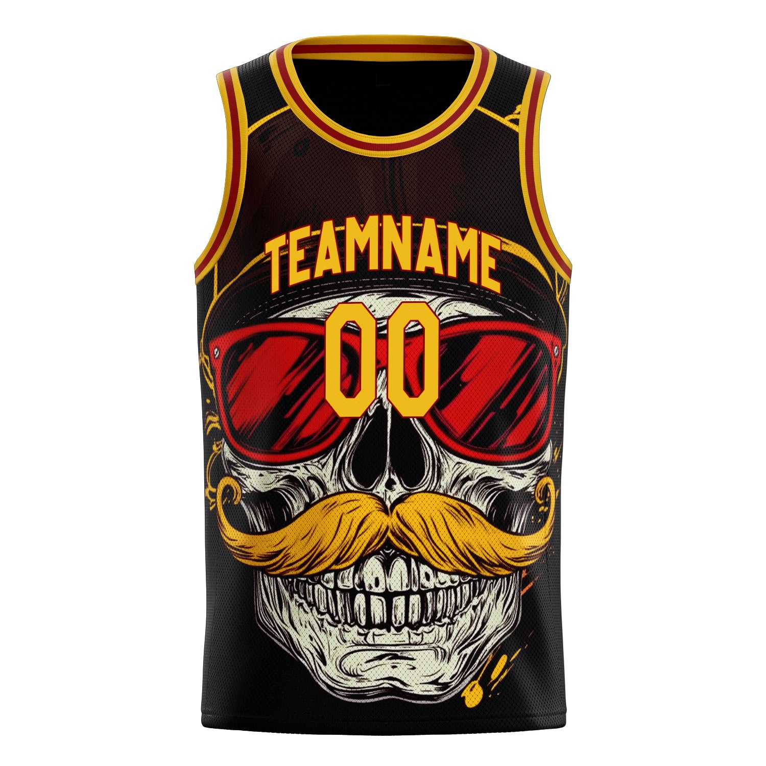Custom professional gold skull basketball jersey