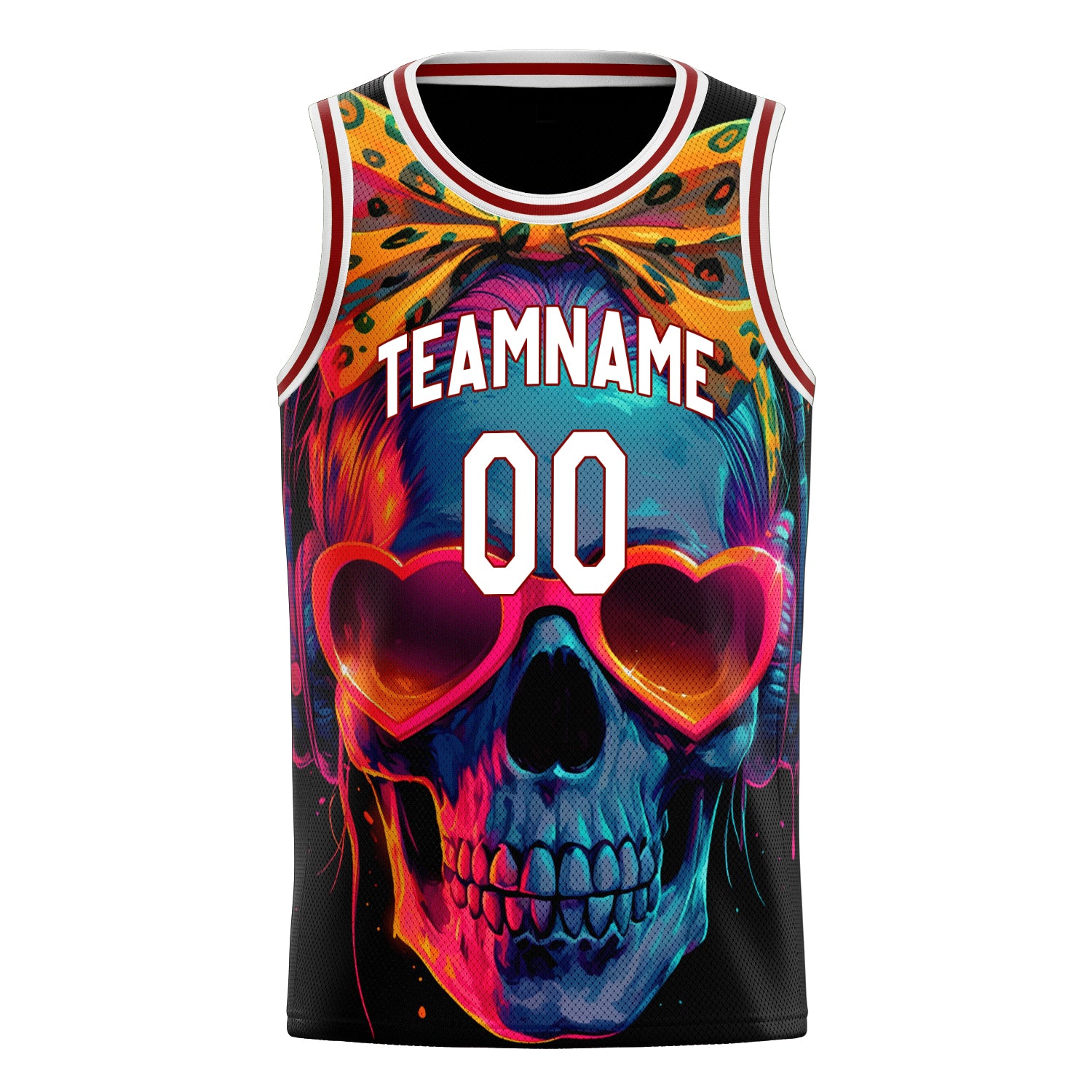 Custom Professional Red Skull Basketball Jersey