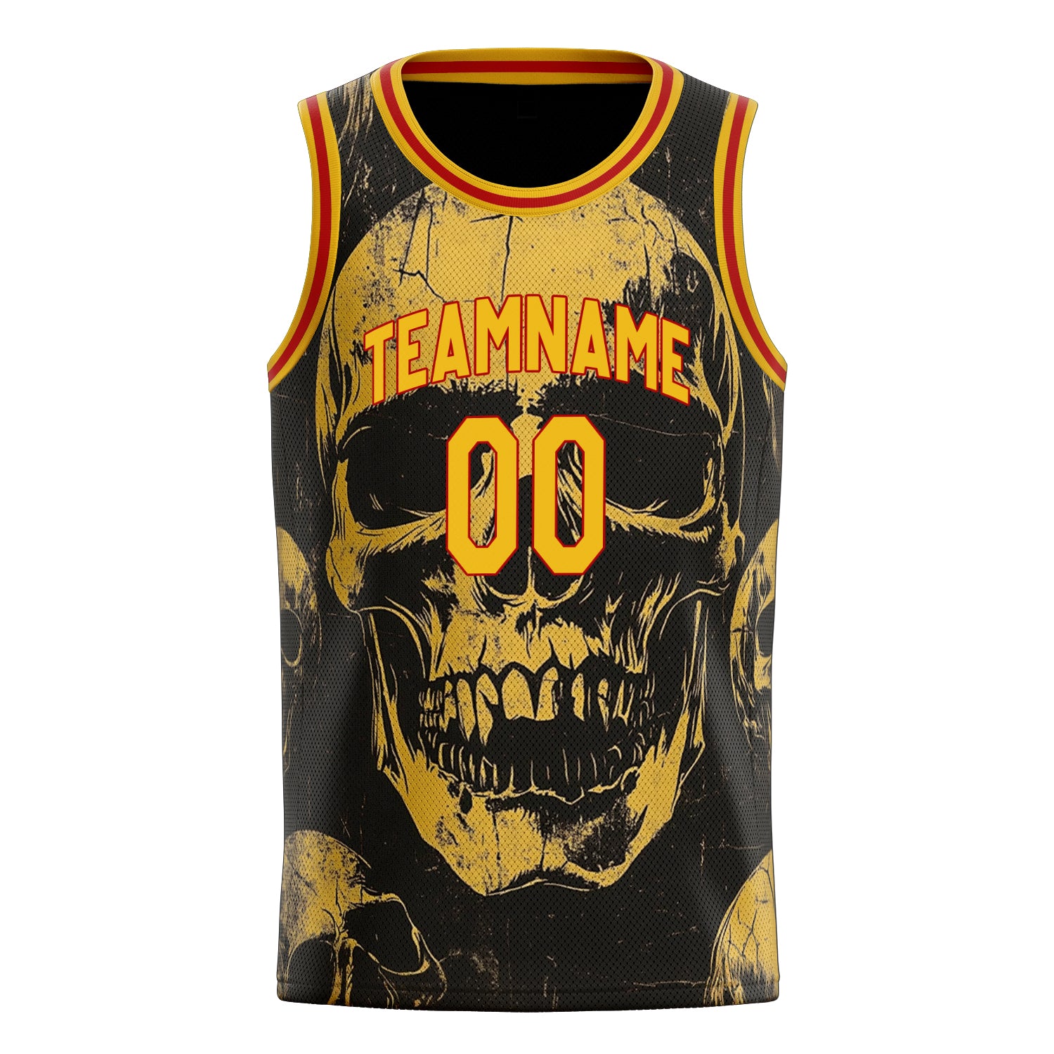 Custom professional gold skull basketball jersey