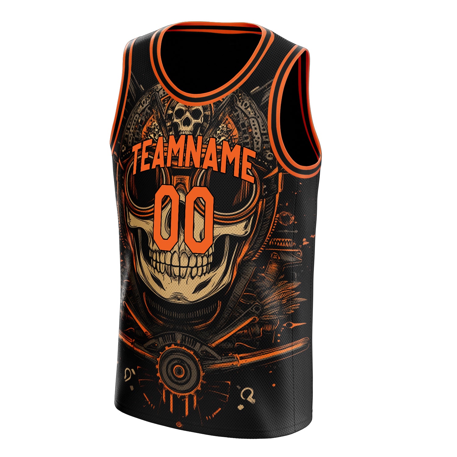 Maßgeschneidertes professionelles Schwarz Schädel Basketballtrikot
