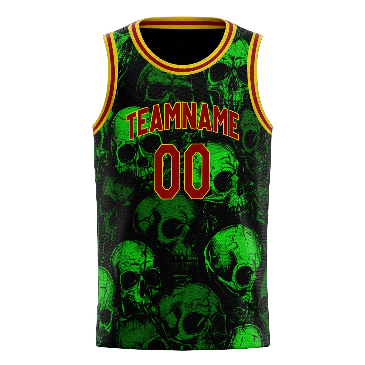 Custom Professional Green Skull Basketball Jersey