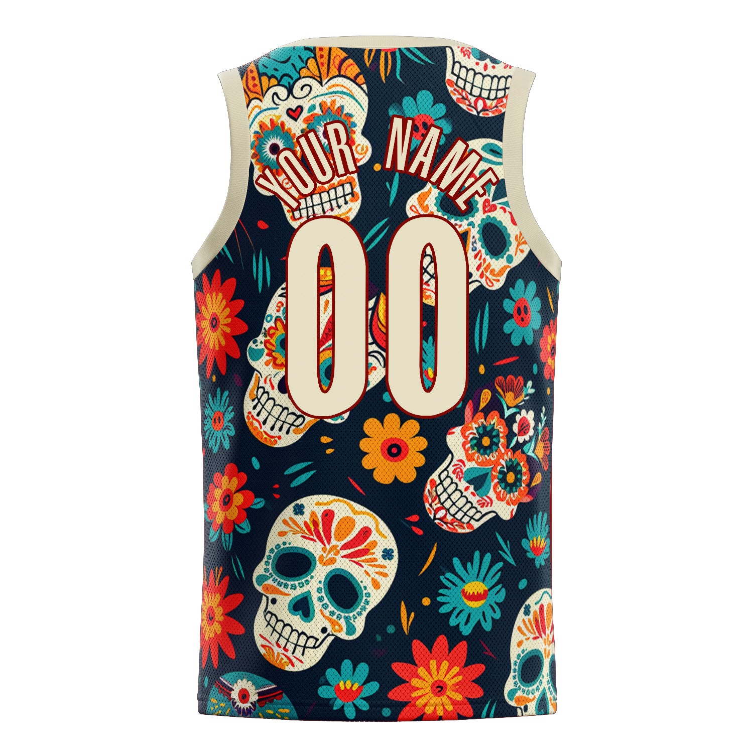 Maßgeschneidertes professionelles Creme Schädel Basketballtrikot