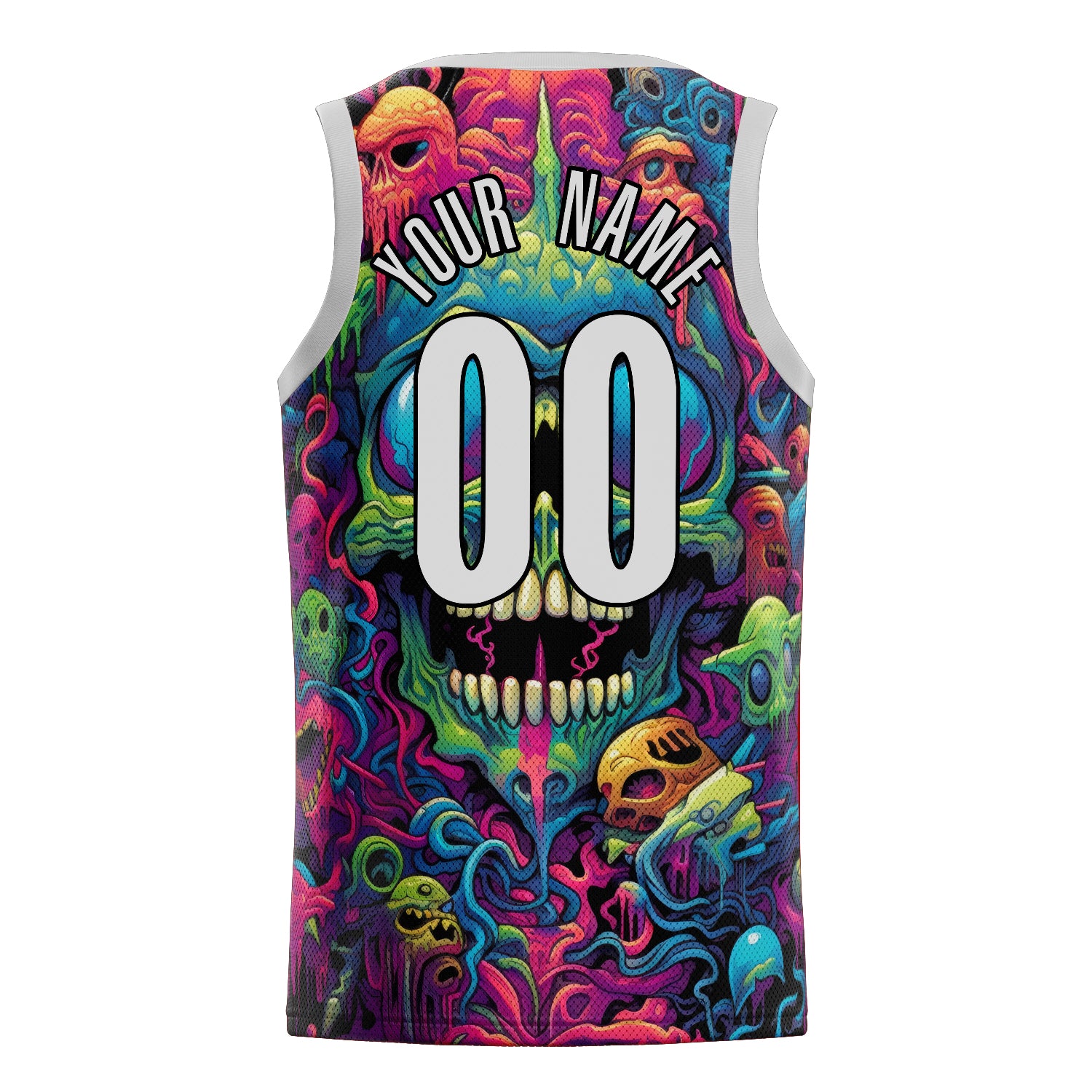 Maßgeschneidertes professionelles Grün Schädel Basketballtrikot