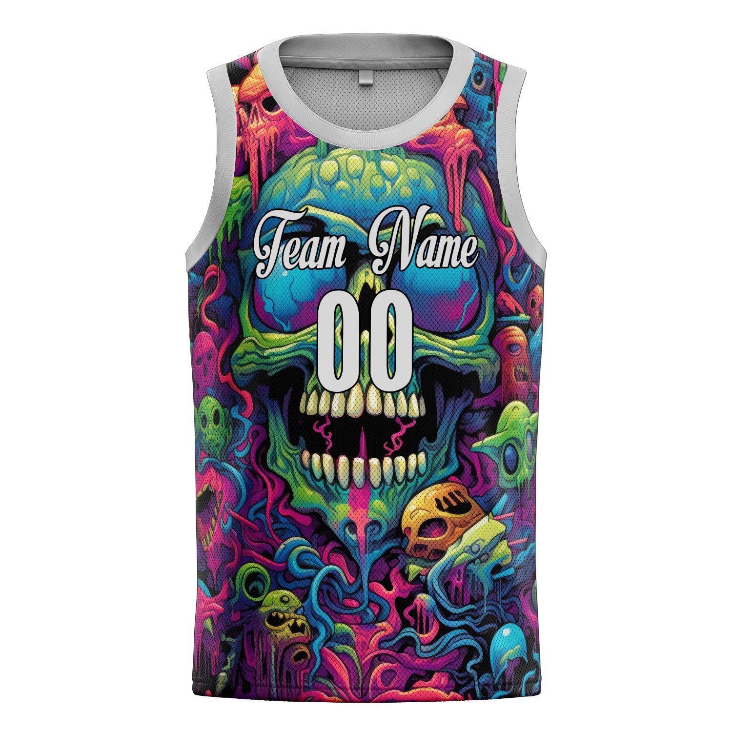 Custom Professional Green Skull Basketball Jersey