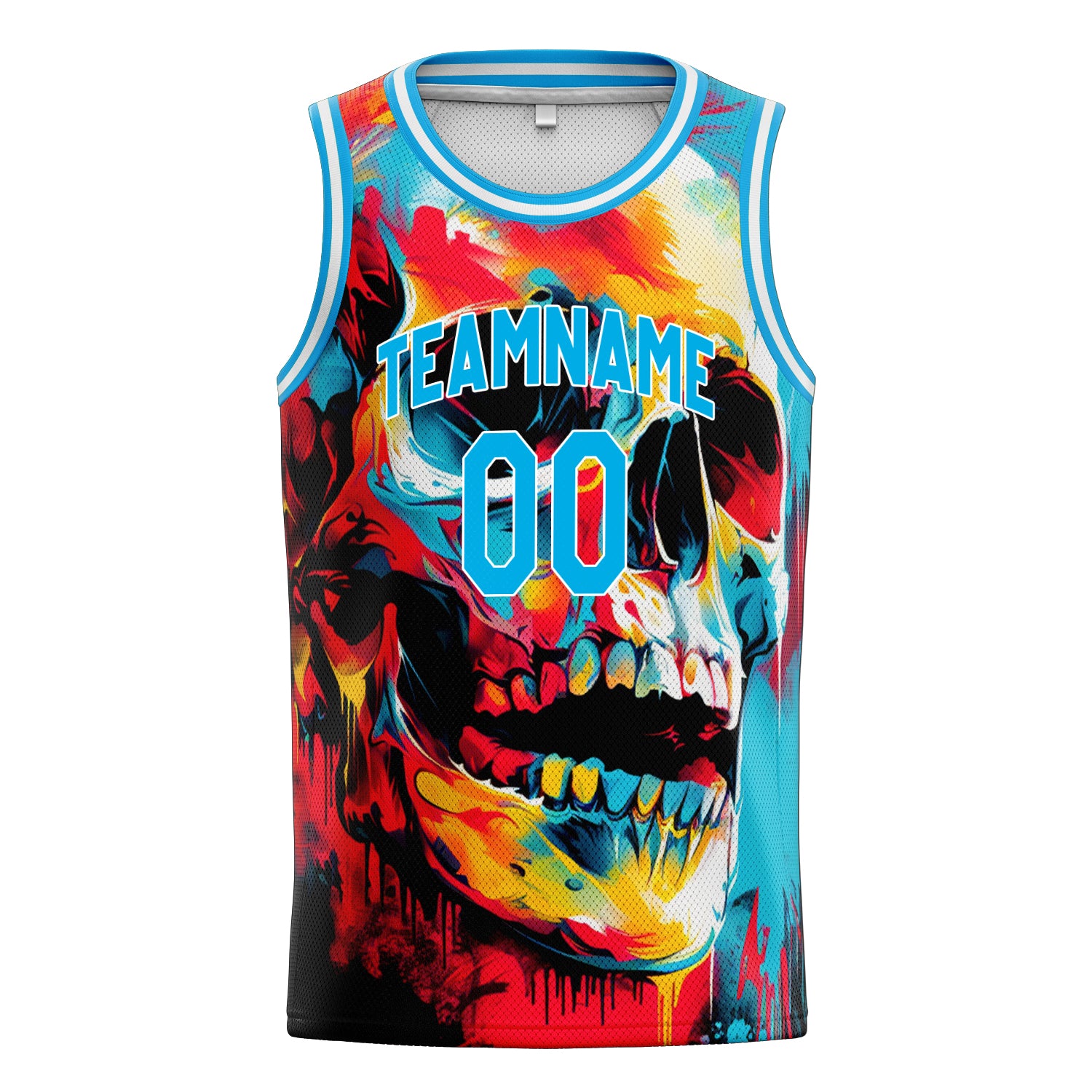 Custom Professional Blue Skull Basketball Jersey