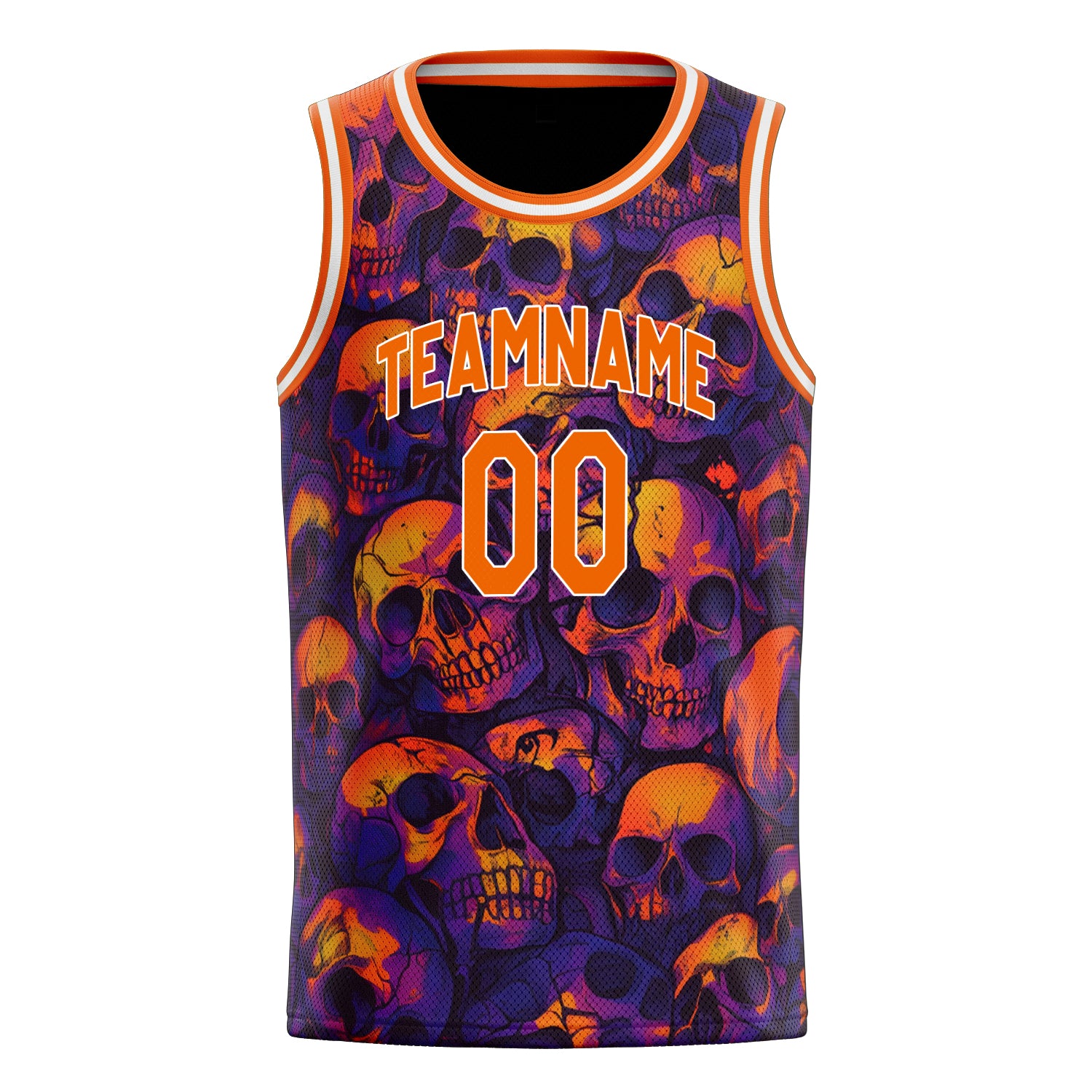Custom Professional Orange Skull Basketball Jersey