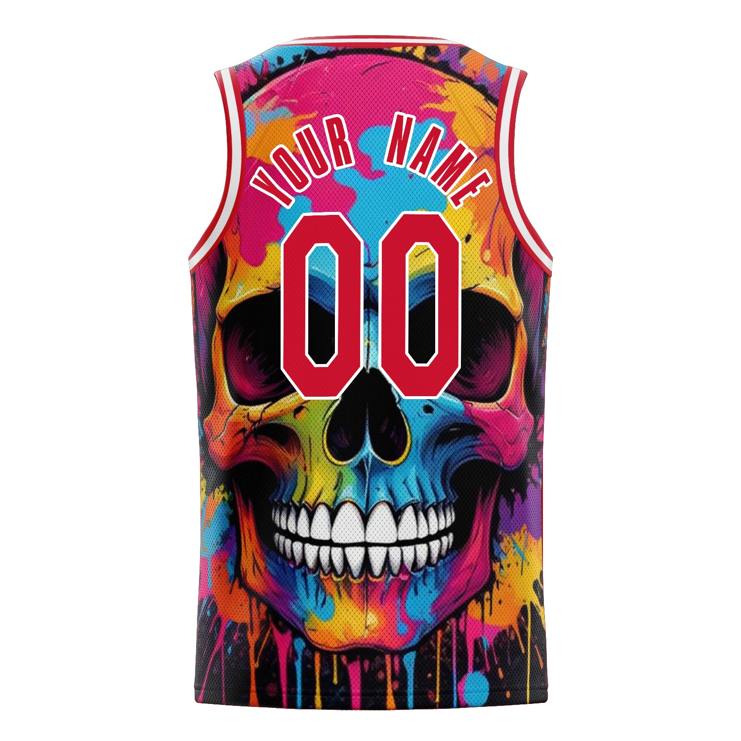 Maßgeschneidertes professionelles Rot Schädel Basketballtrikot