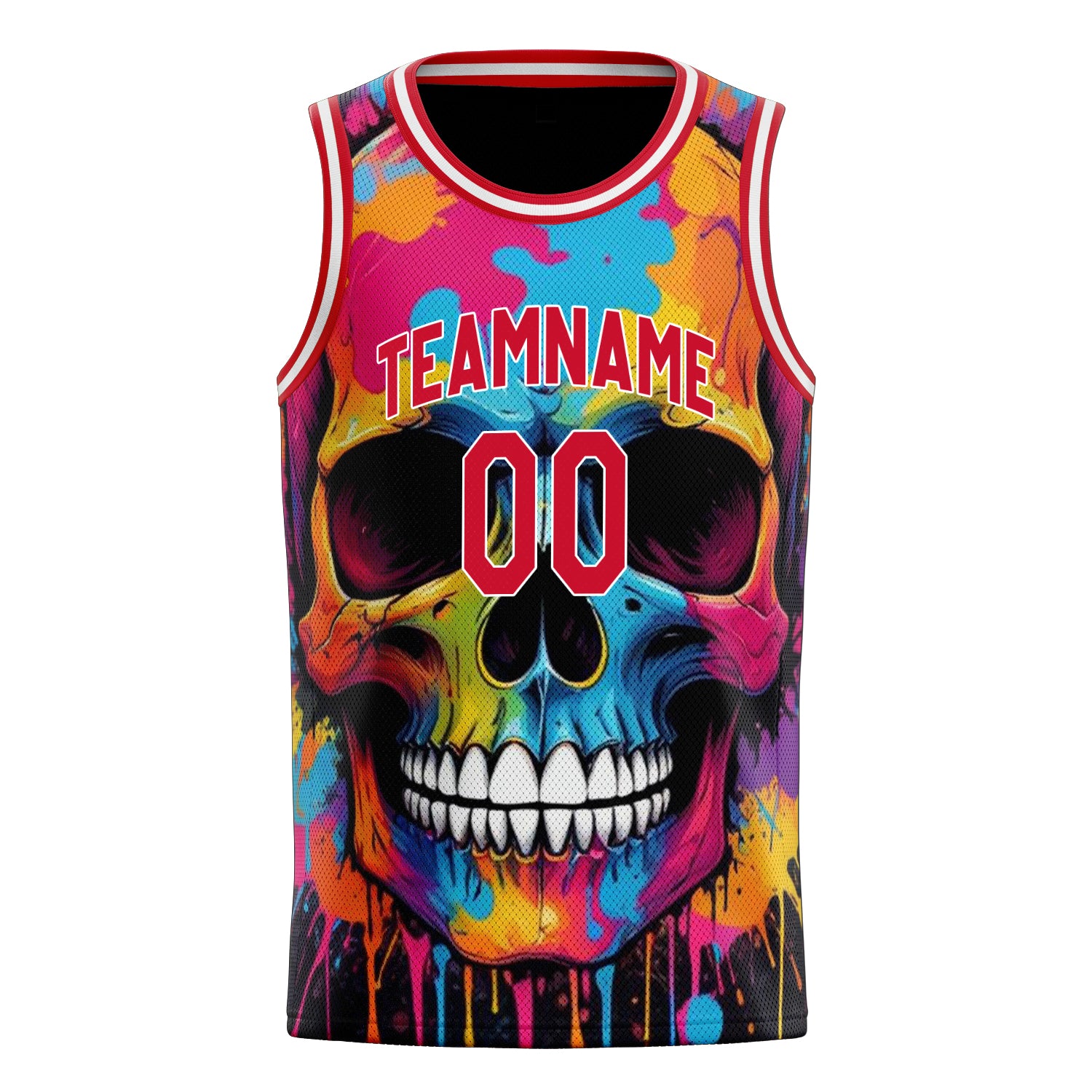Custom Professional Red Skull Basketball Jersey
