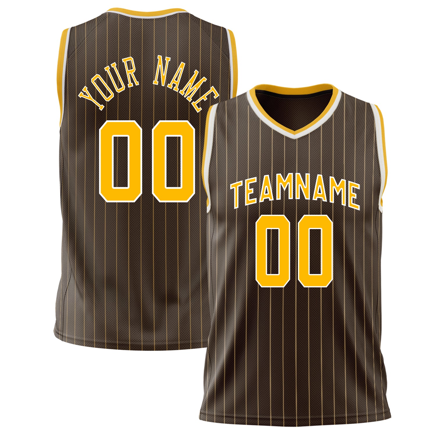 Benutzerdefiniertes Professionelles Braun Gold Basketballtrikot BS02240626CS040