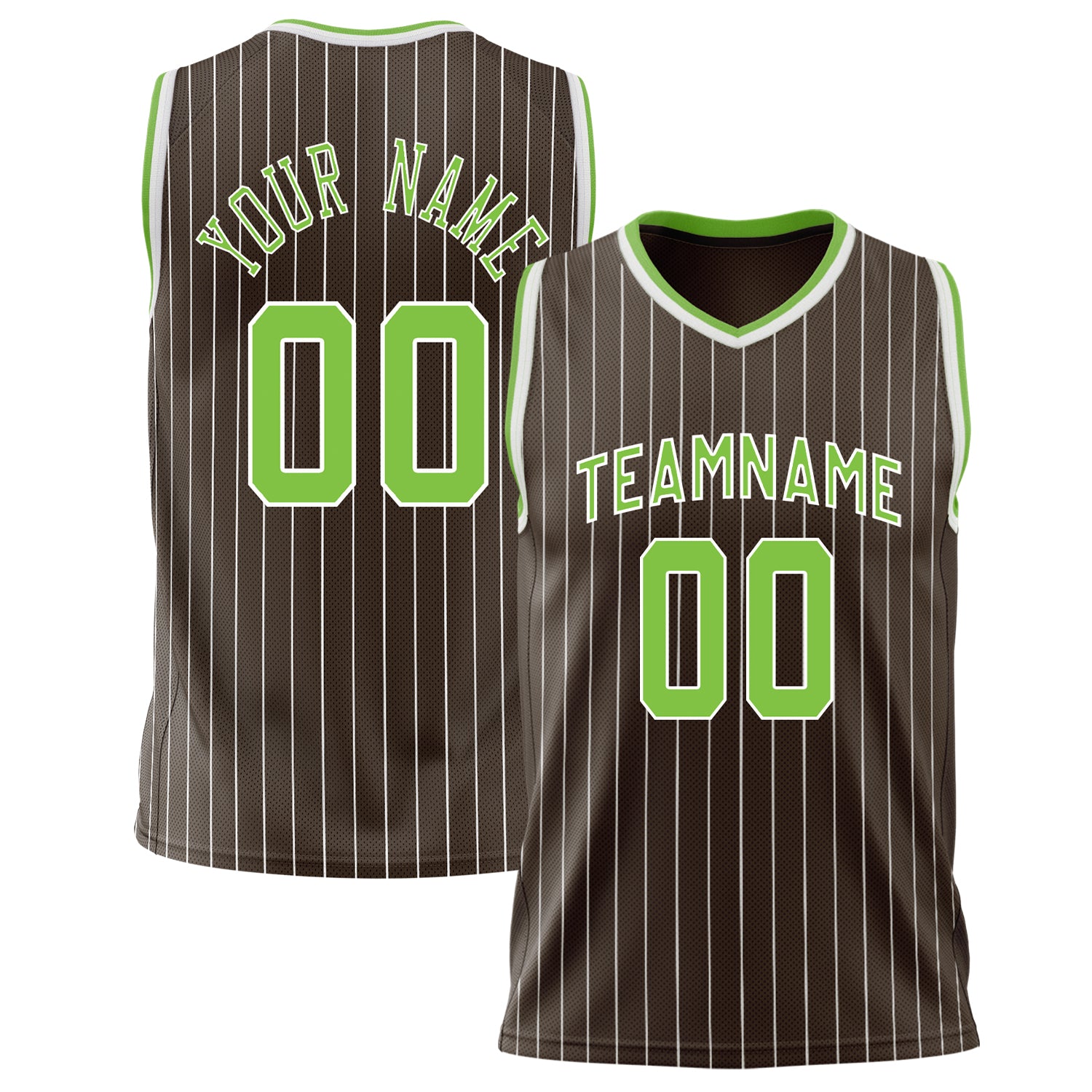 Benutzerdefiniertes Professionelles Braun Neongrün Basketballtrikot BS02240626CS041