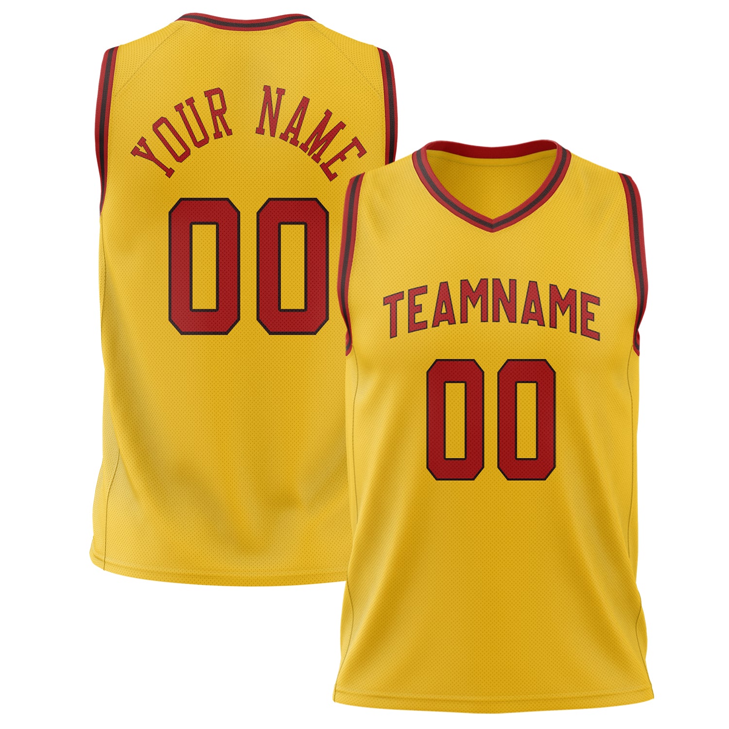 Benutzerdefiniertes Professionelles Gold Rot Basketballtrikot BS02240626CS065