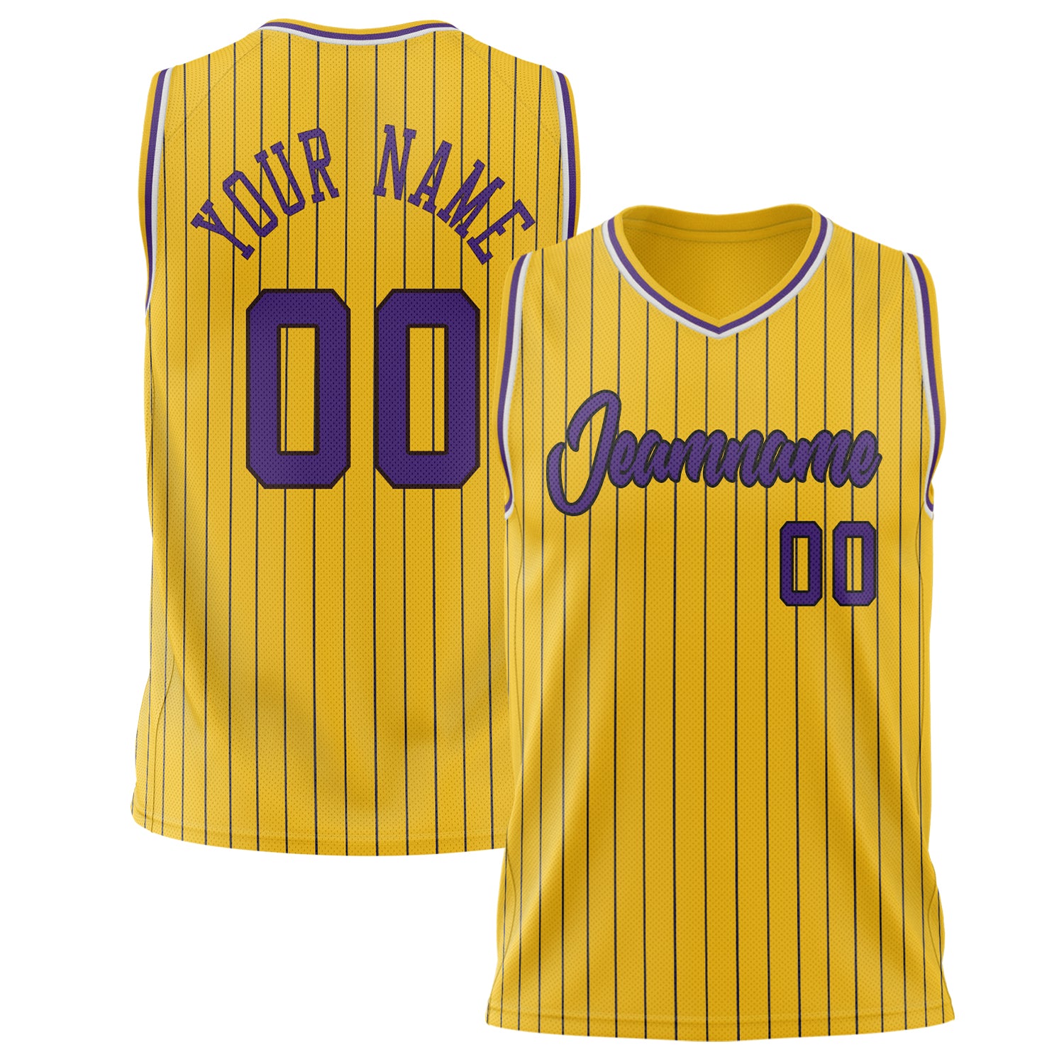 Benutzerdefiniertes Professionelles Gold Lila Basketballtrikot BS02240626CS067