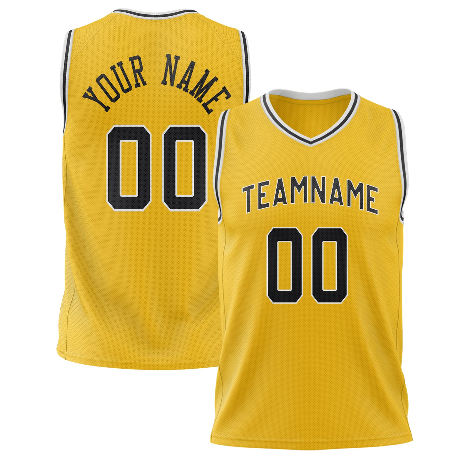 Benutzerdefiniertes Professionelles Gold Schwarz Basketballtrikot BS02240626CS068
