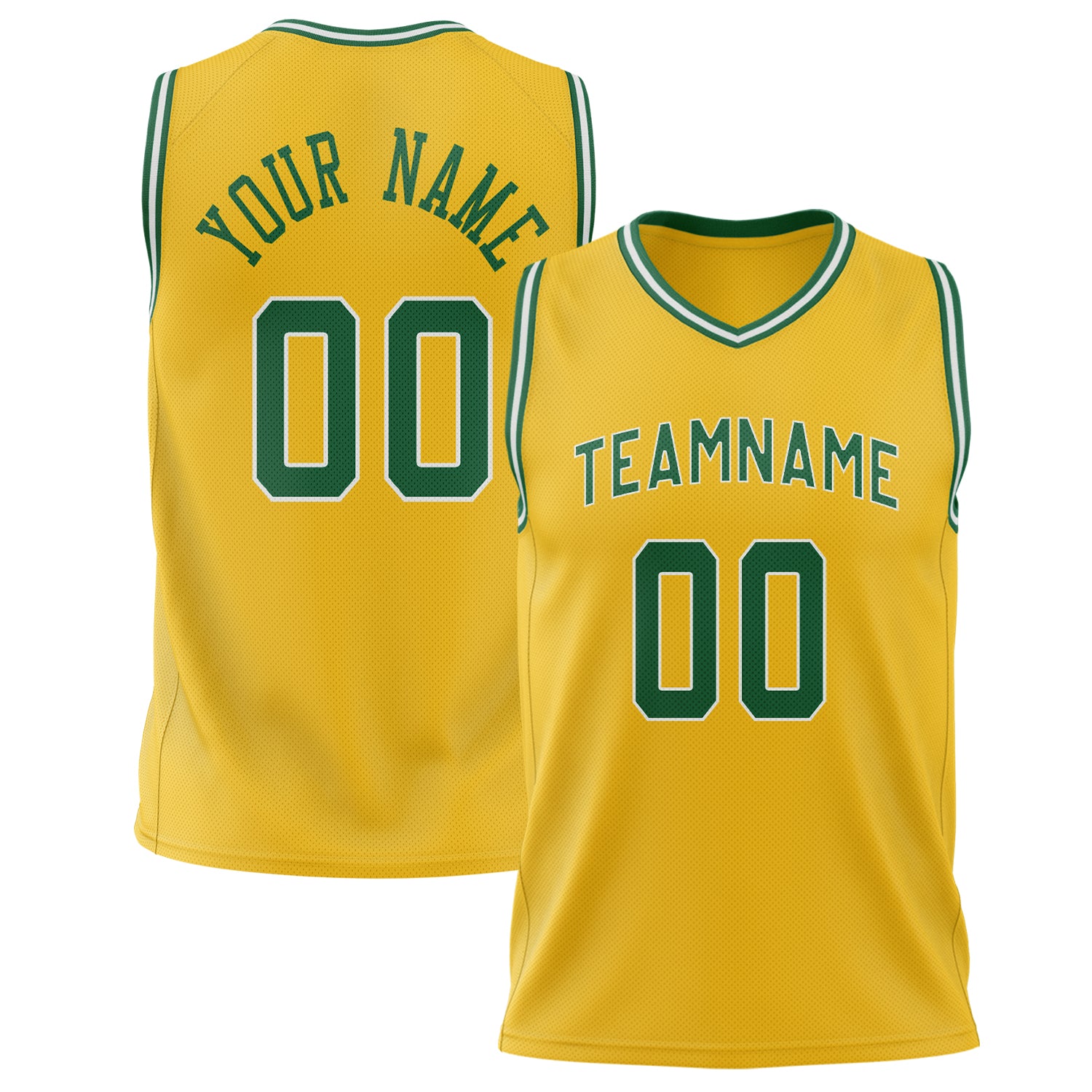 Benutzerdefiniertes Professionelles Gold Kelly Grün Basketballtrikot BS02240626CS071