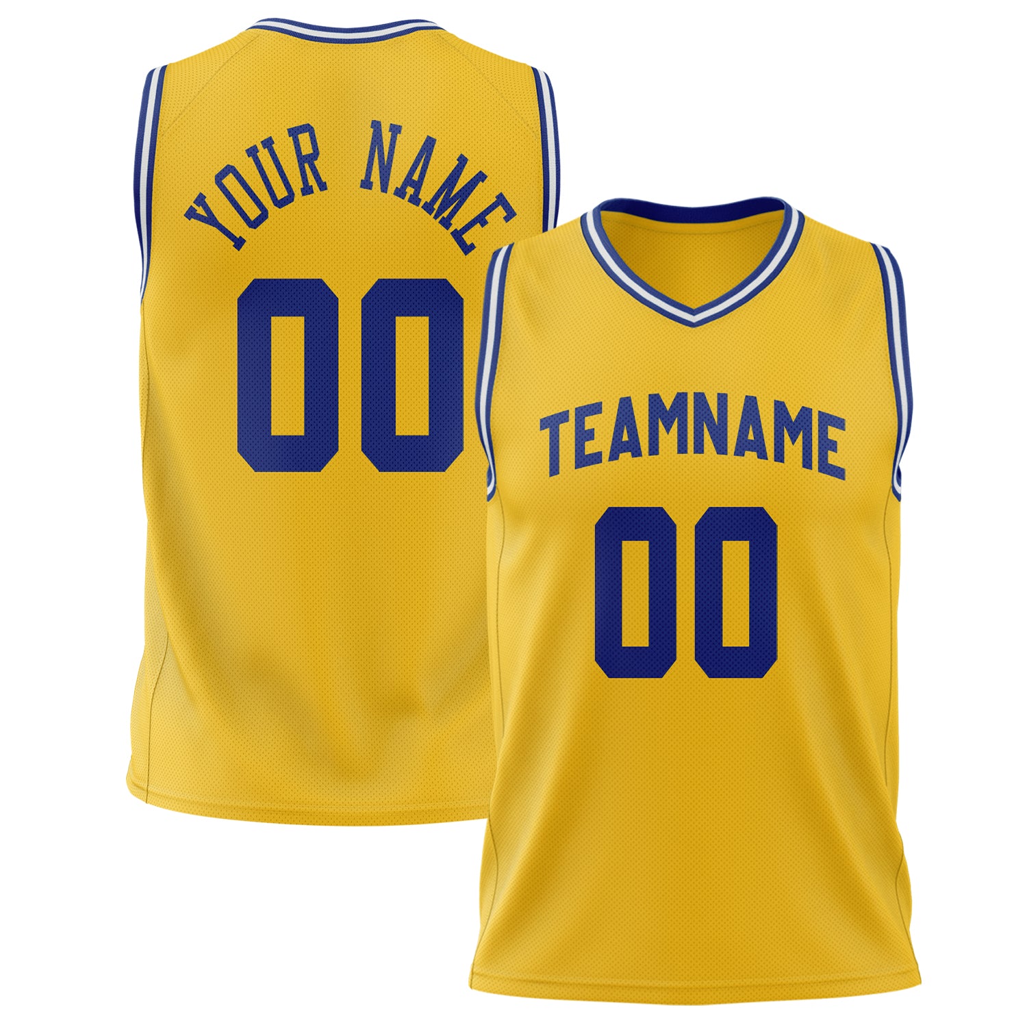 Benutzerdefiniertes Professionelles Gold Königsblau Basketballtrikot BS02240626CS072