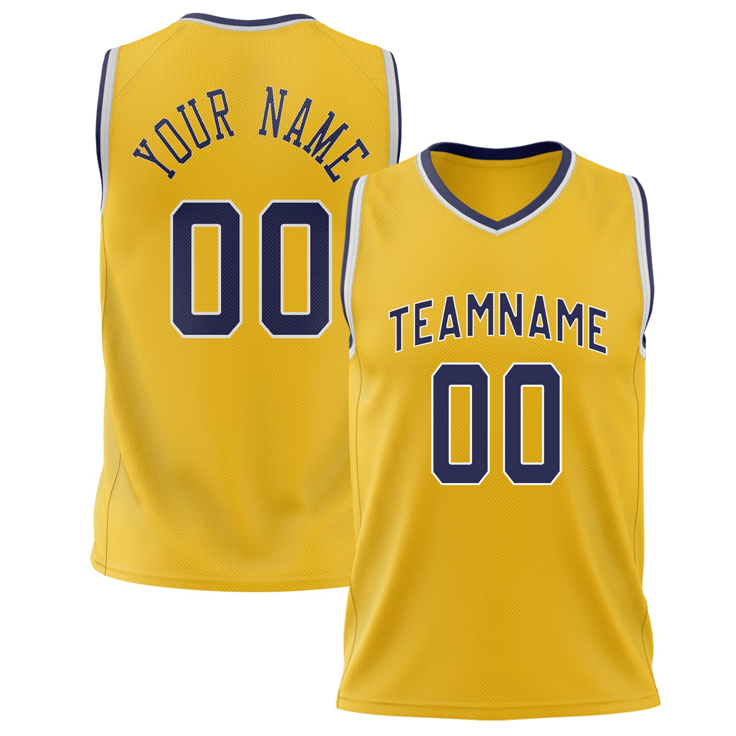 Benutzerdefiniertes Professionelles Gold Marineblau Basketballtrikot BS02240626CS075