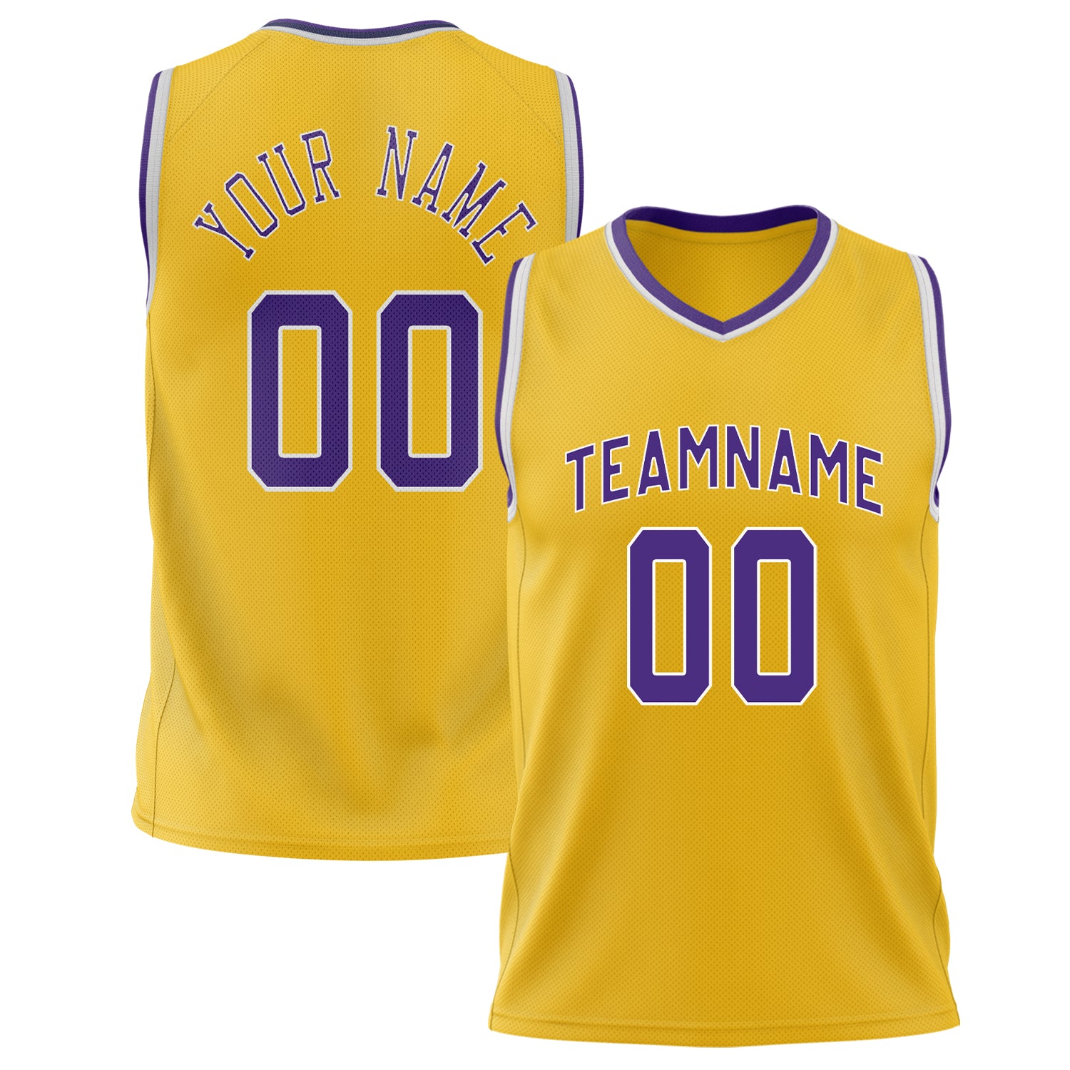 Benutzerdefiniertes Professionelles Gold Lila Basketballtrikot BS02240626CS080
