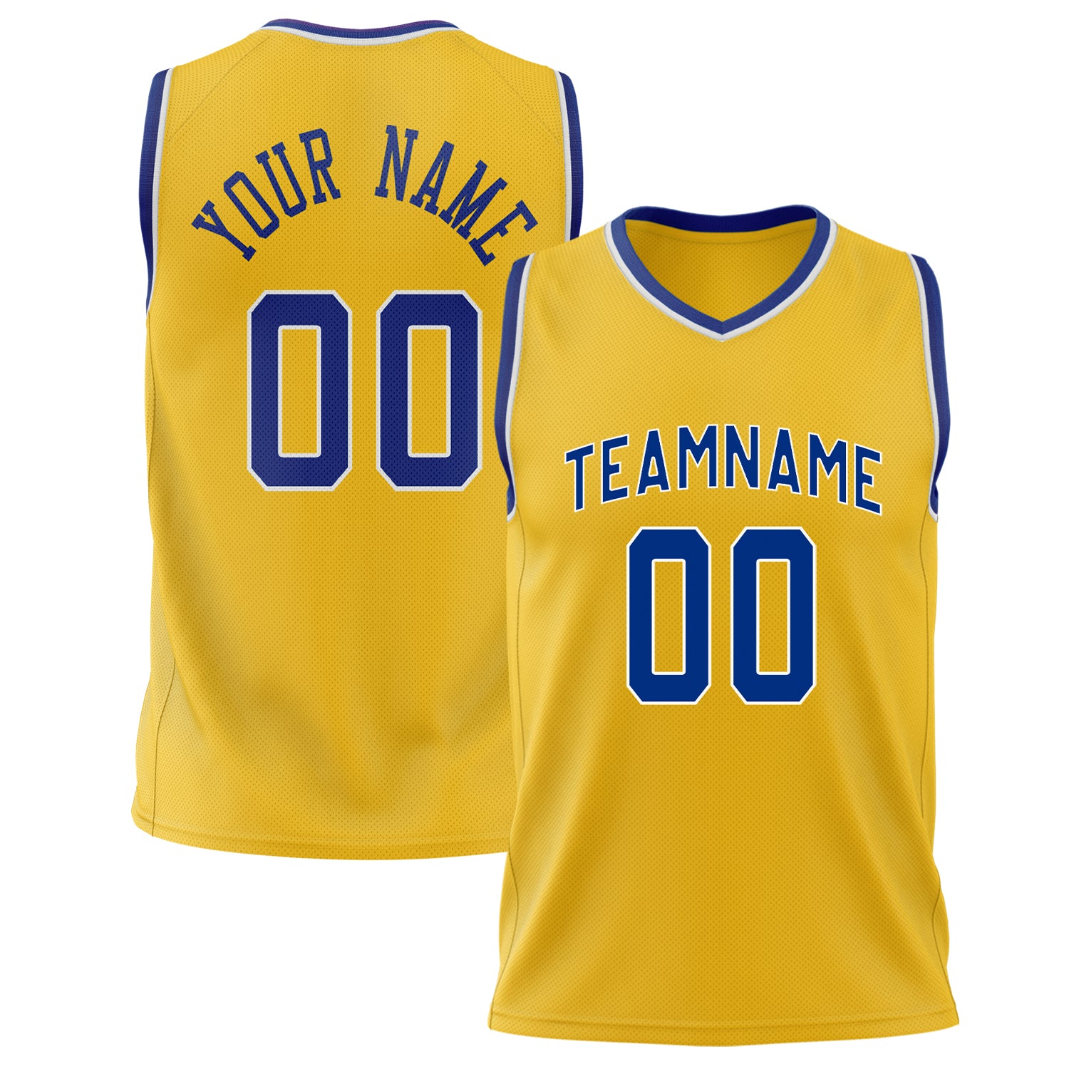 Benutzerdefiniertes Professionelles Gold Königsblau Basketballtrikot BS02240626CS082