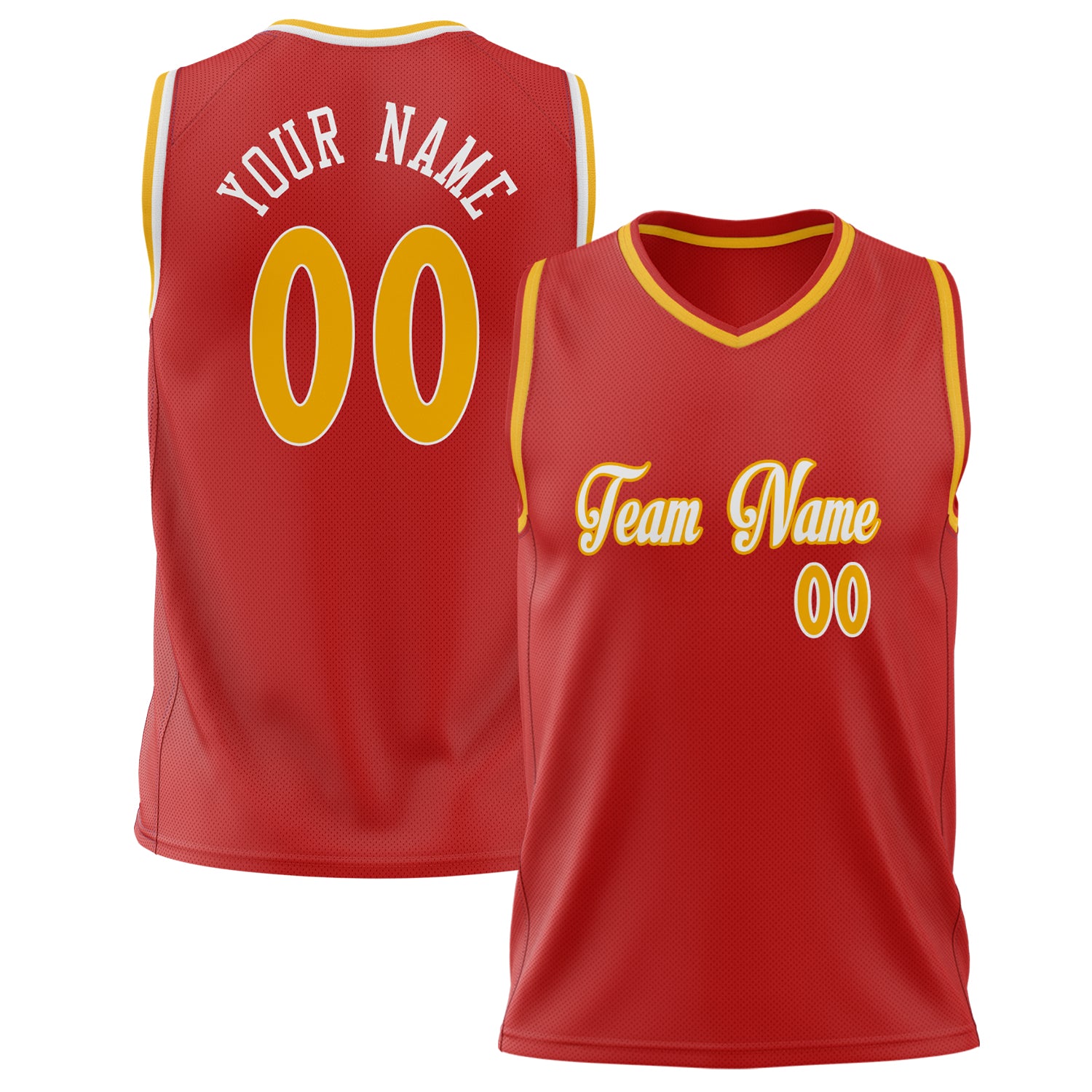 Benutzerdefiniertes Professionelles Rot Gold Basketballtrikot BS02240626HF206